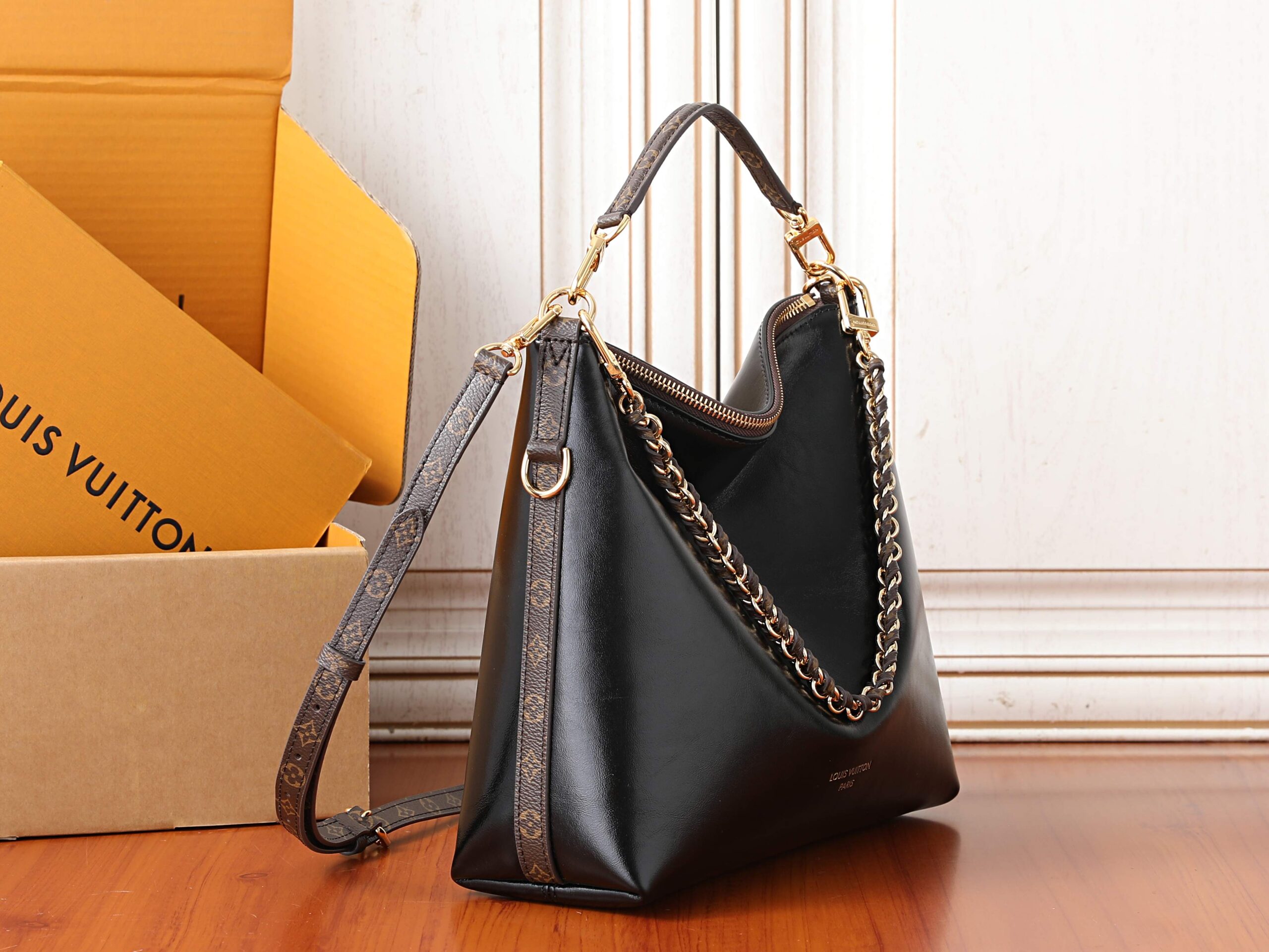 Multipass Handbag in Crackle Leather and Monogram Canvas - Image 2