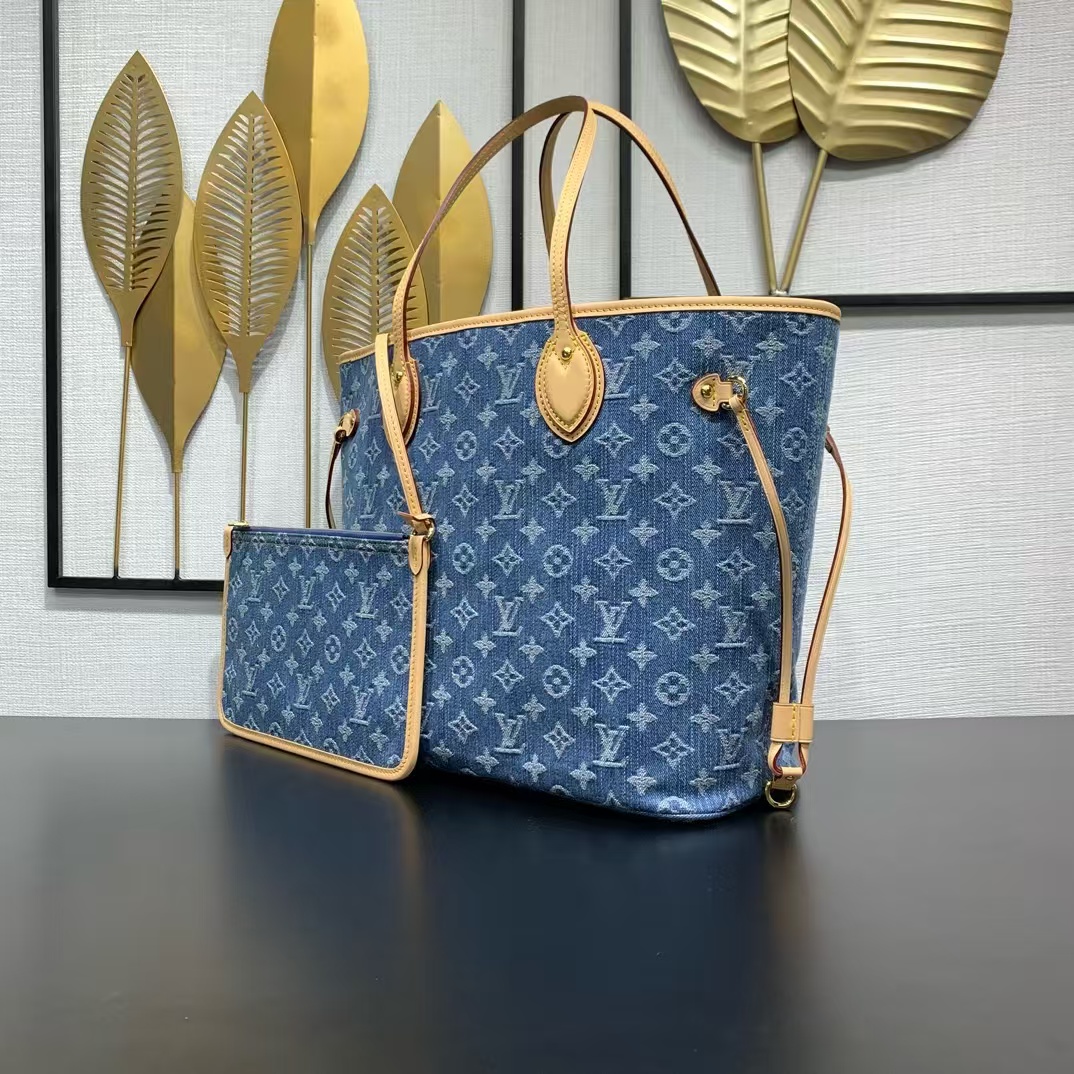 Louis Vuitton Neverfull MM Monogram Denim Tote Bag - Image 2