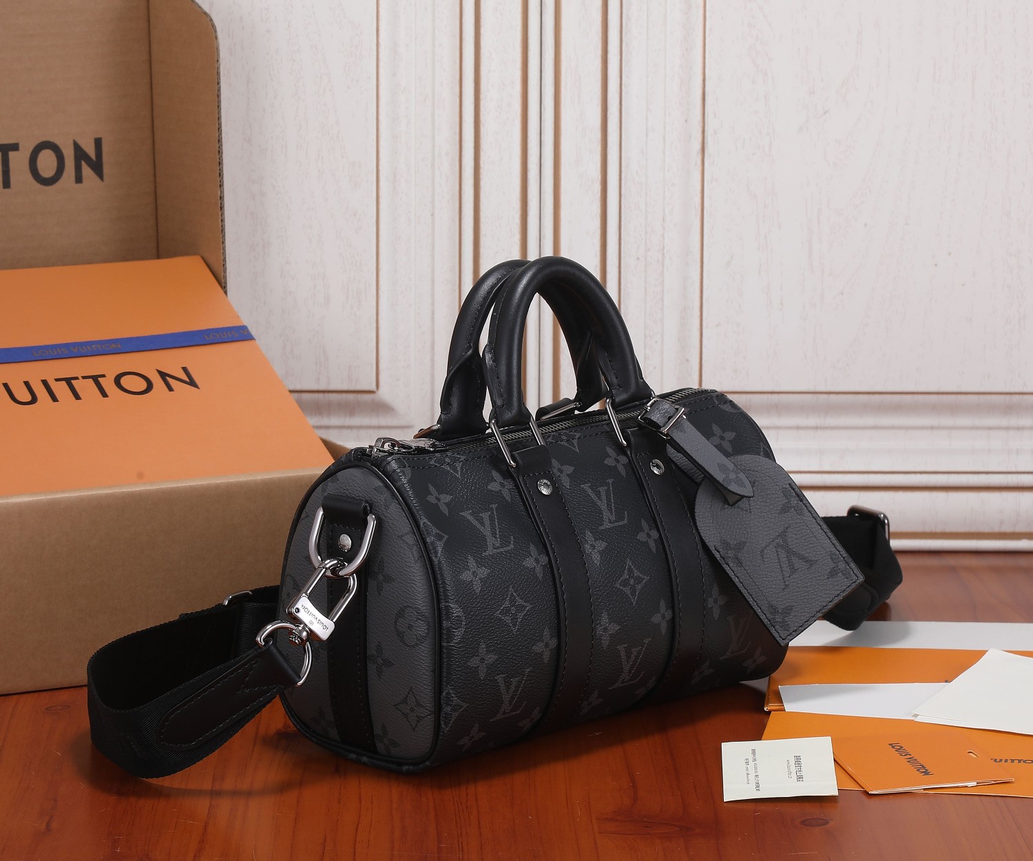 Louis Vuitton Keepall 25 Handbag in Monogram Eclipse Reverse Canvas - Image 2