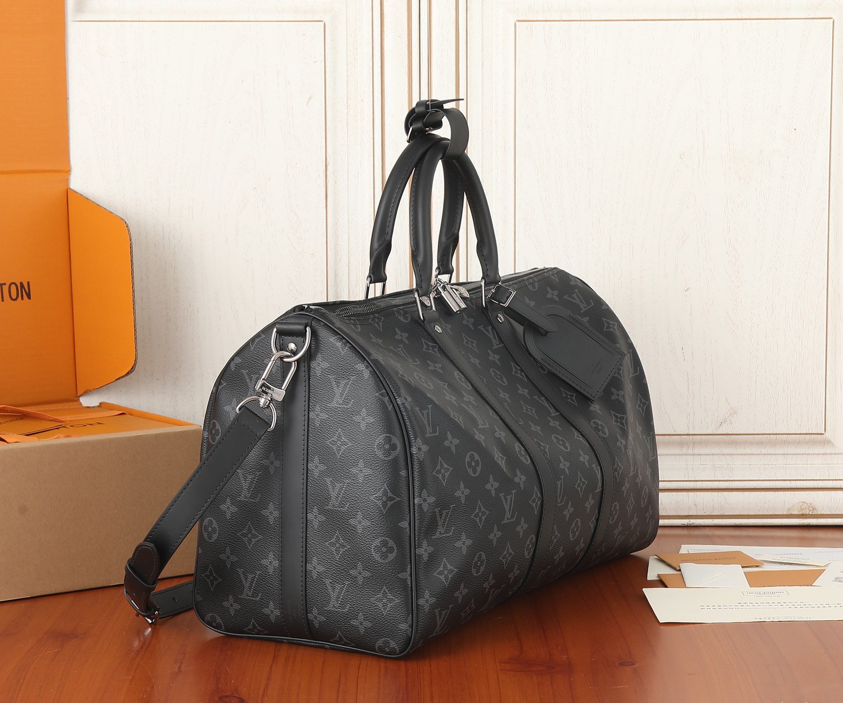 Louis Vuitton Keepall 45 Travel Bag in Monogram Eclipse Canvas - Image 2