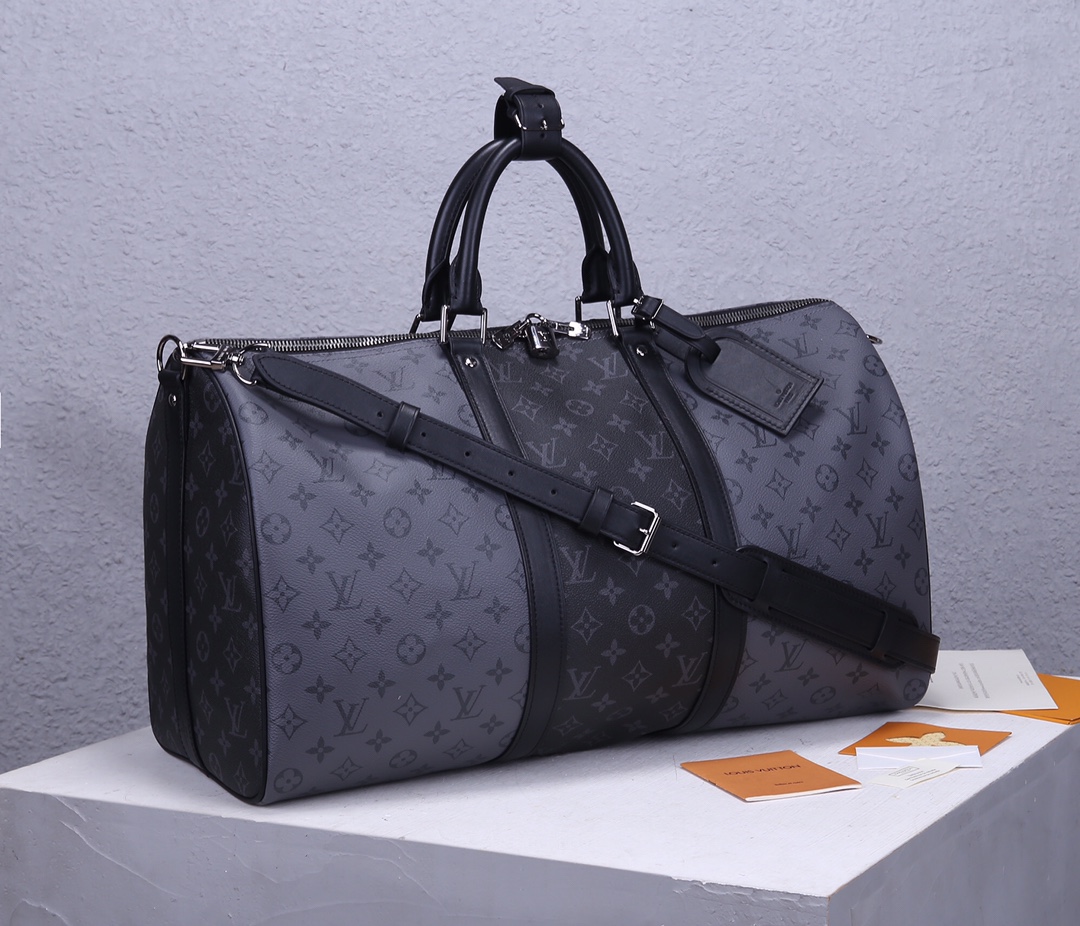 Keepall Bandoulière 50 Travel Bag in Monogram Eclipse Reverse Canvas - Image 2