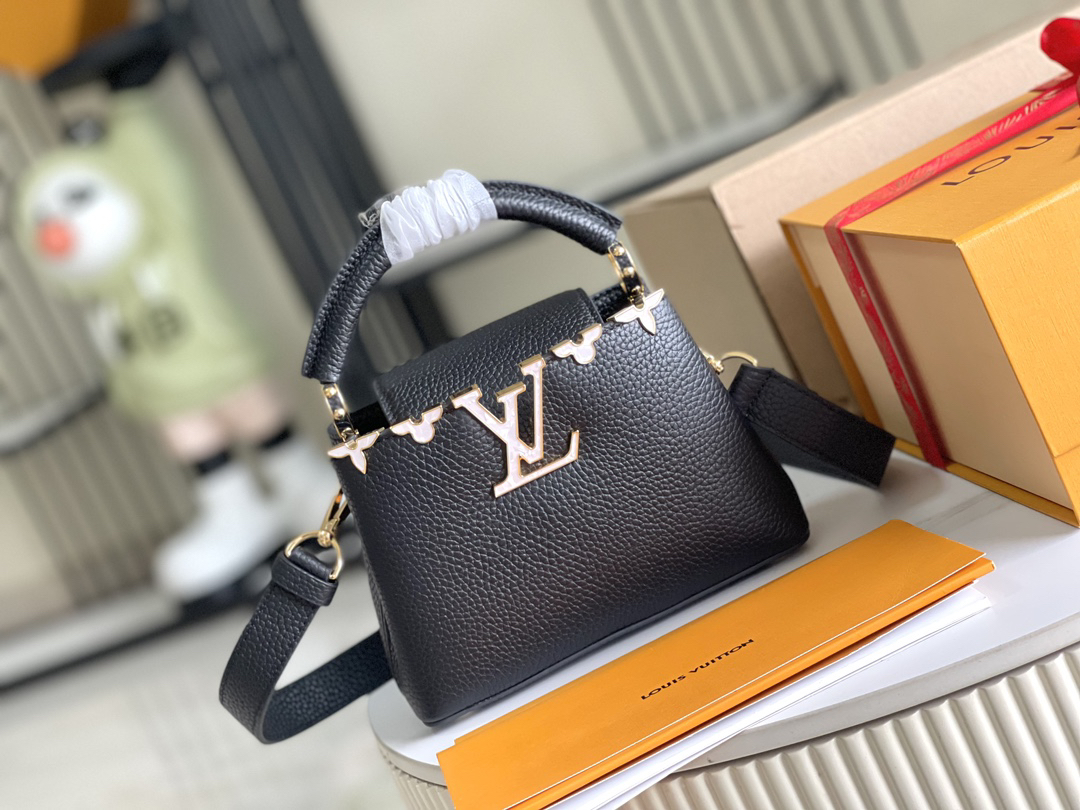 Louis Vuitton Capucines BB Handbag in White Leather with Gold-Tone Flower Crown Detail - Image 2