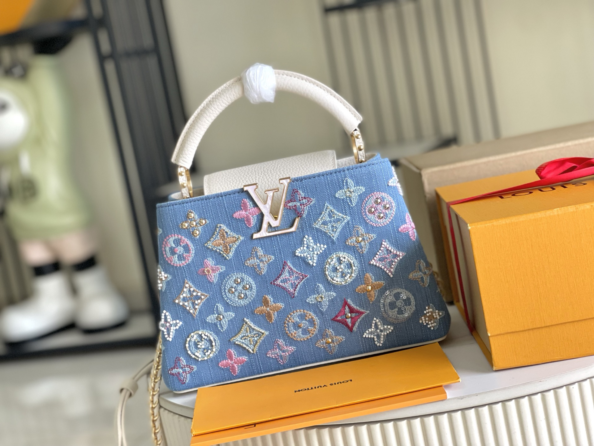 Capucines BB Handbag in Denim - Image 2
