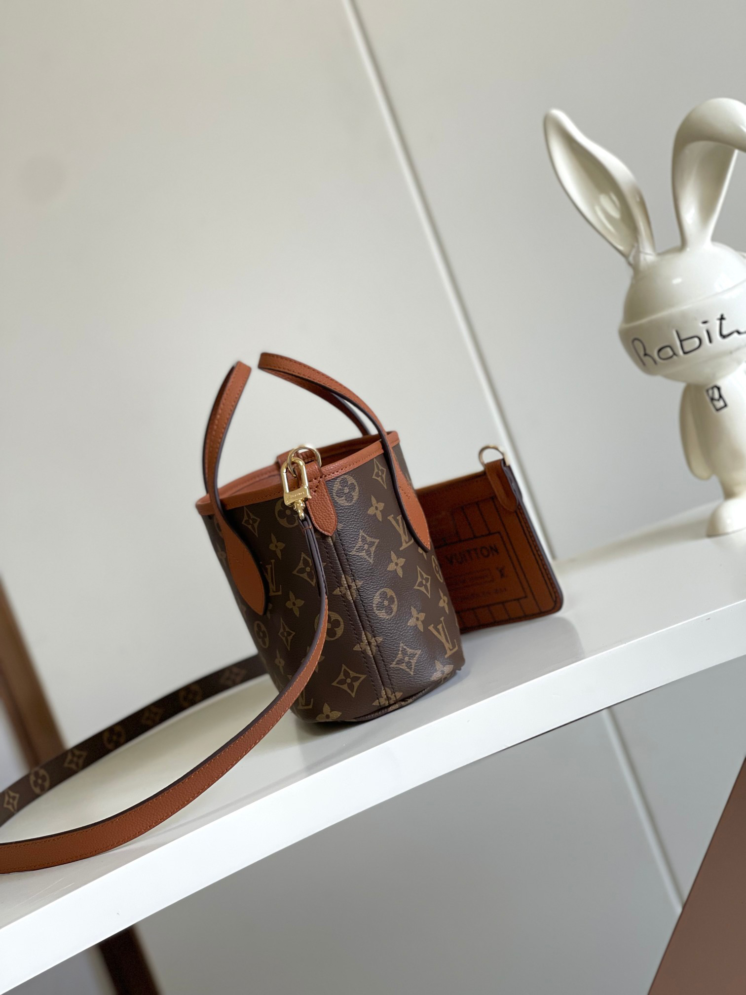Neverfull BB Handbag in Damier Azur Canvas, Brown - Image 2