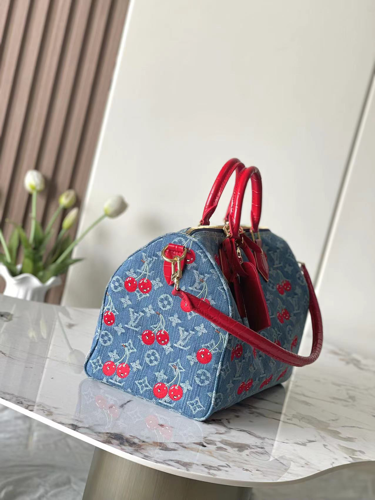 Louis Vuitton Speedy 18 Bandoulière Denim Handbag - Image 2