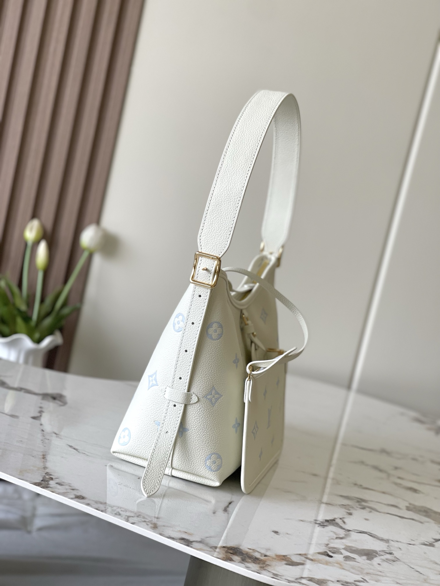 Louis Vuitton CarryAll Small Handbag in Monogram Empreinte Leather, Sea Salt Blue - Image 2