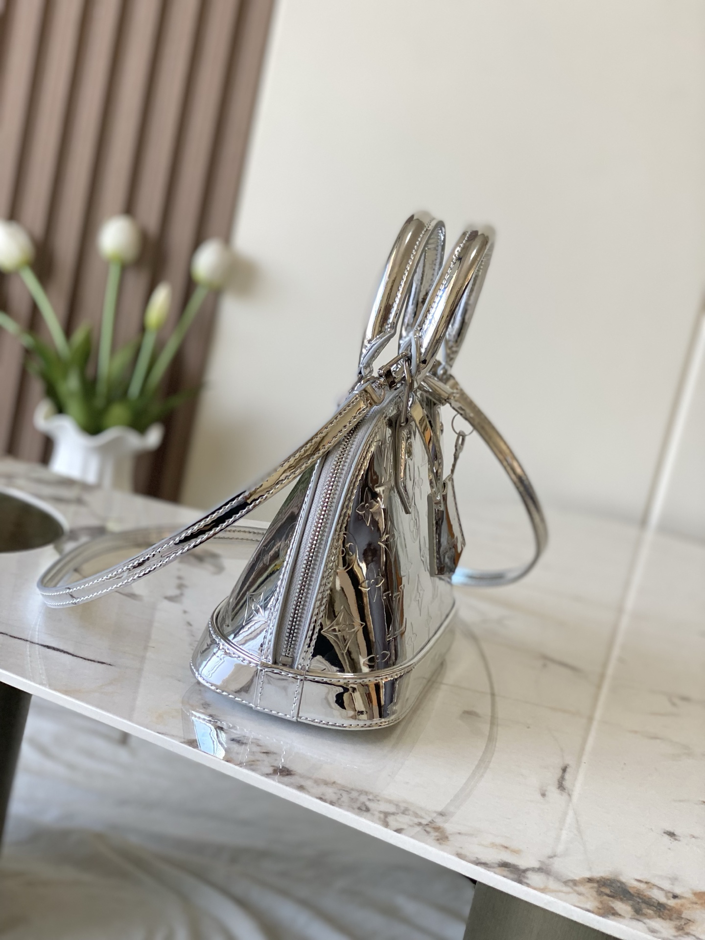 Louis Vuitton Alma BB Monogram Miroir Silver Handbag - Image 2