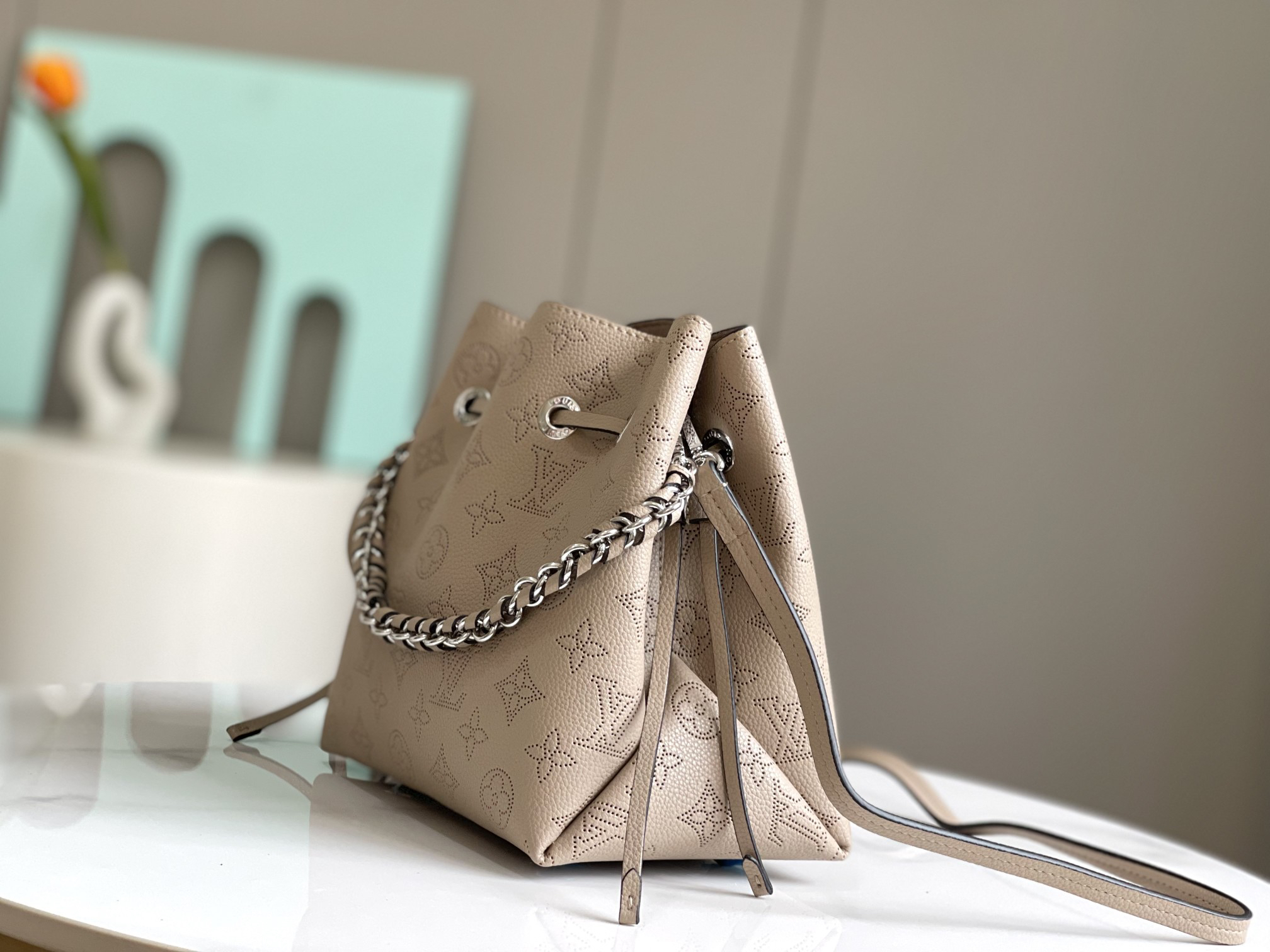 Bella Monogram Leather Bucket Bag - Image 2