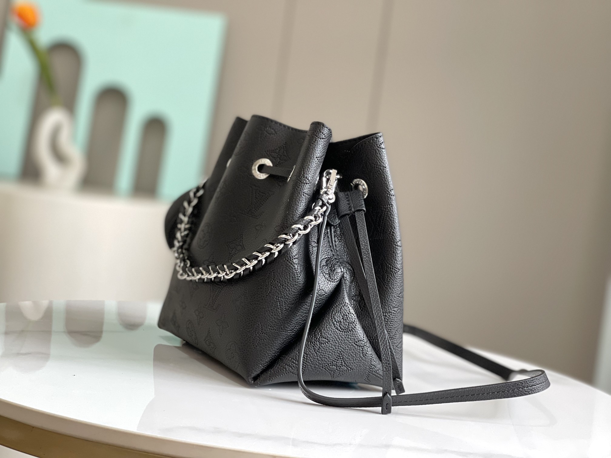 Bella Monogram Perforated Calf Leather Bucket Bag - Image 2