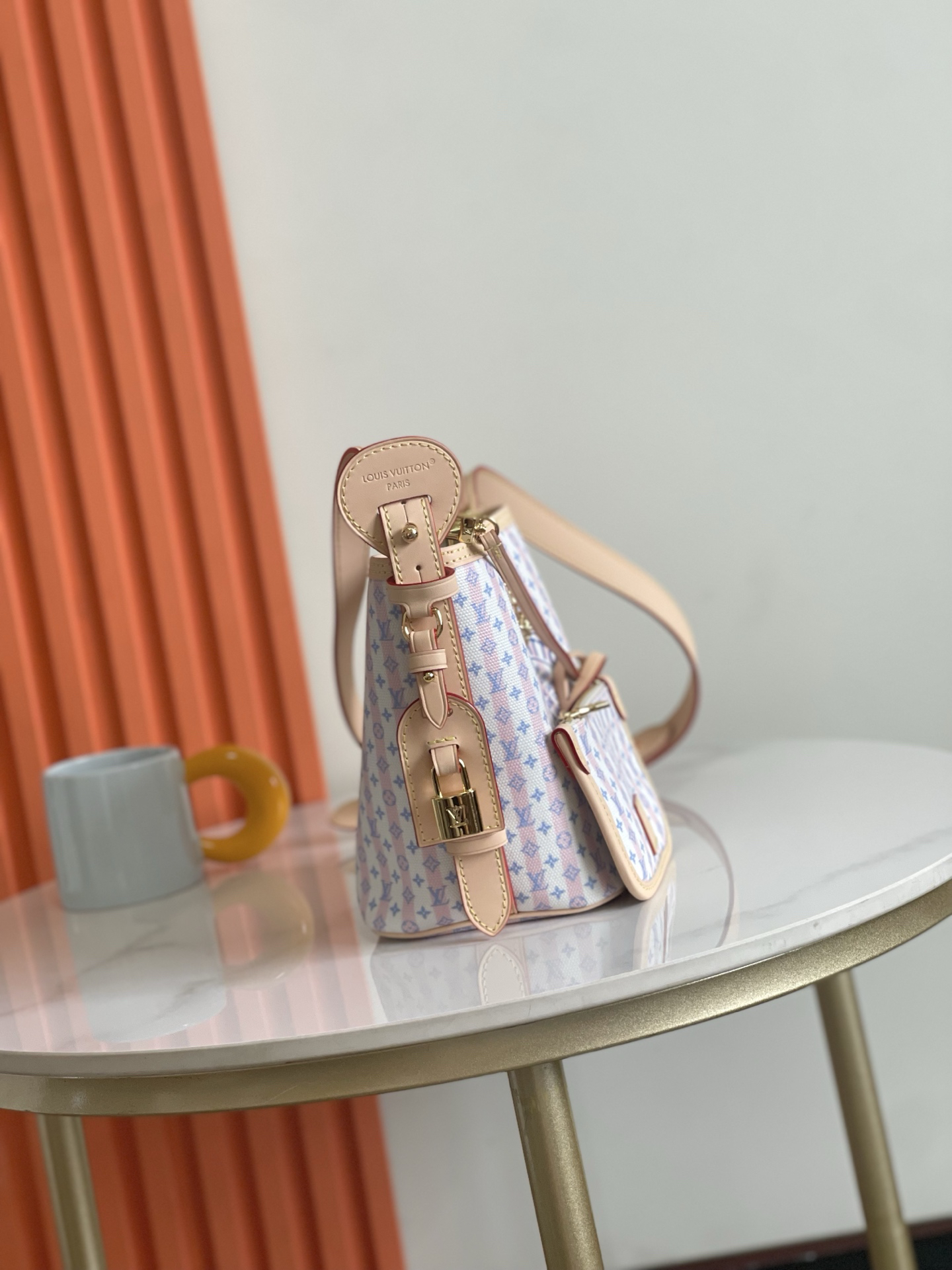 Louis Vuitton All In BB Bucket Crossbody Bag – Pink Monogram Stripe - Image 2