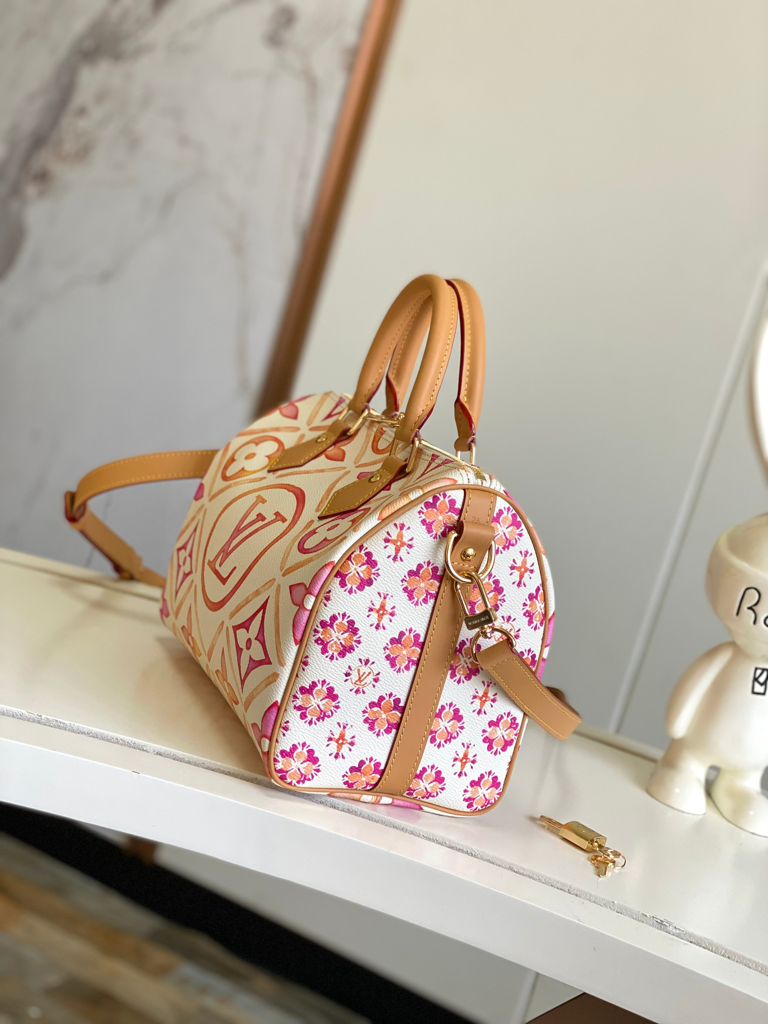 Louis Vuitton Speedy Bandoulière 25 Shoulder Bag in Pink Monogram Tiles Canvas - Image 2