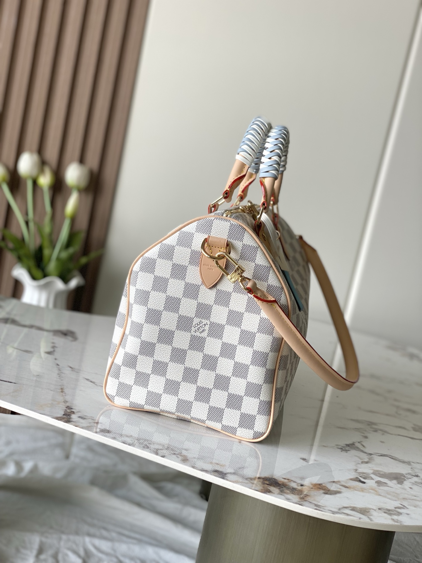 Louis Vuitton Speedy Bandoulière 30 Handbag in Damier Azur - Image 2