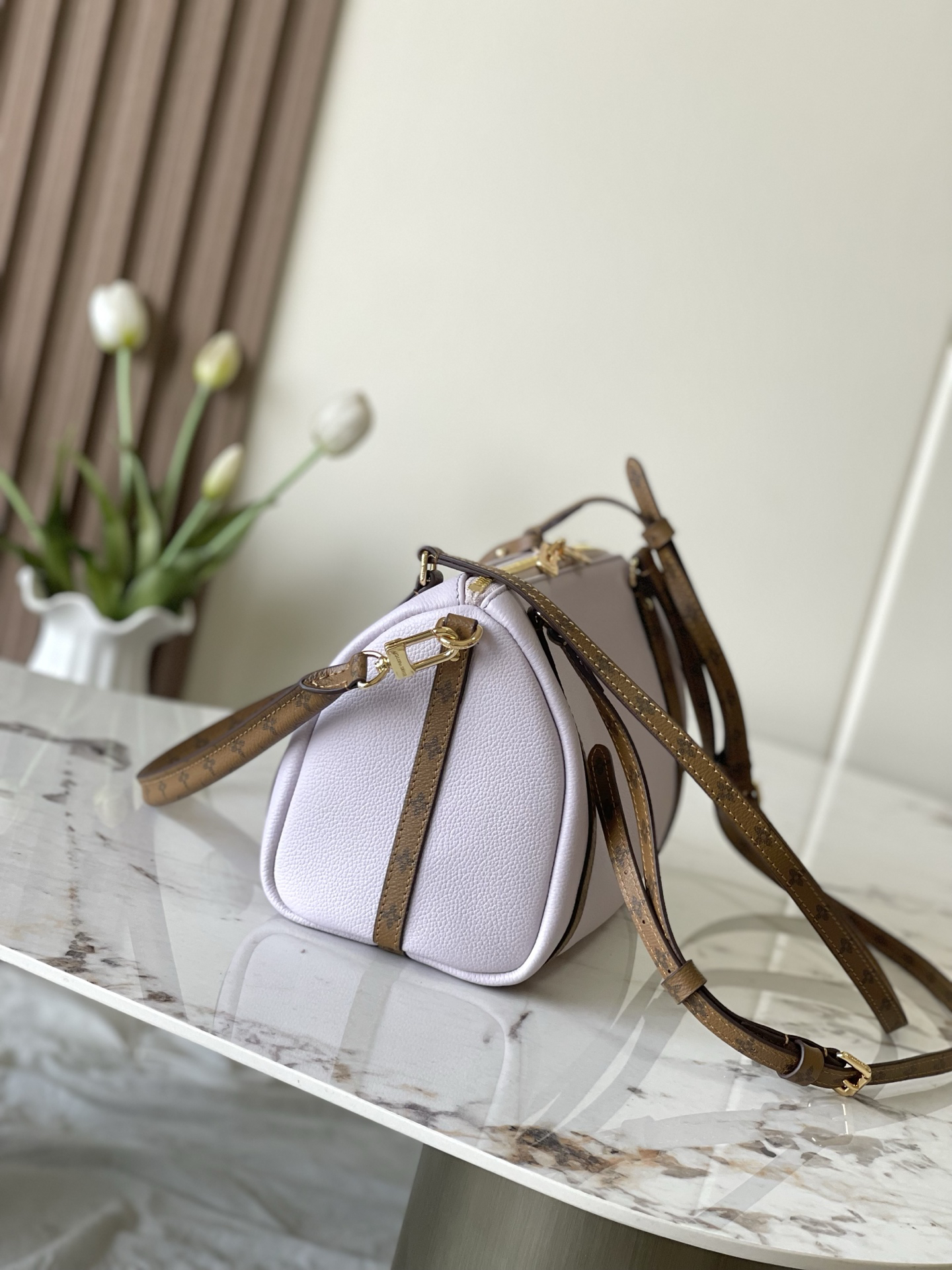 Express Small Handbag M27275 in Purple Grained Calfskin - Image 2