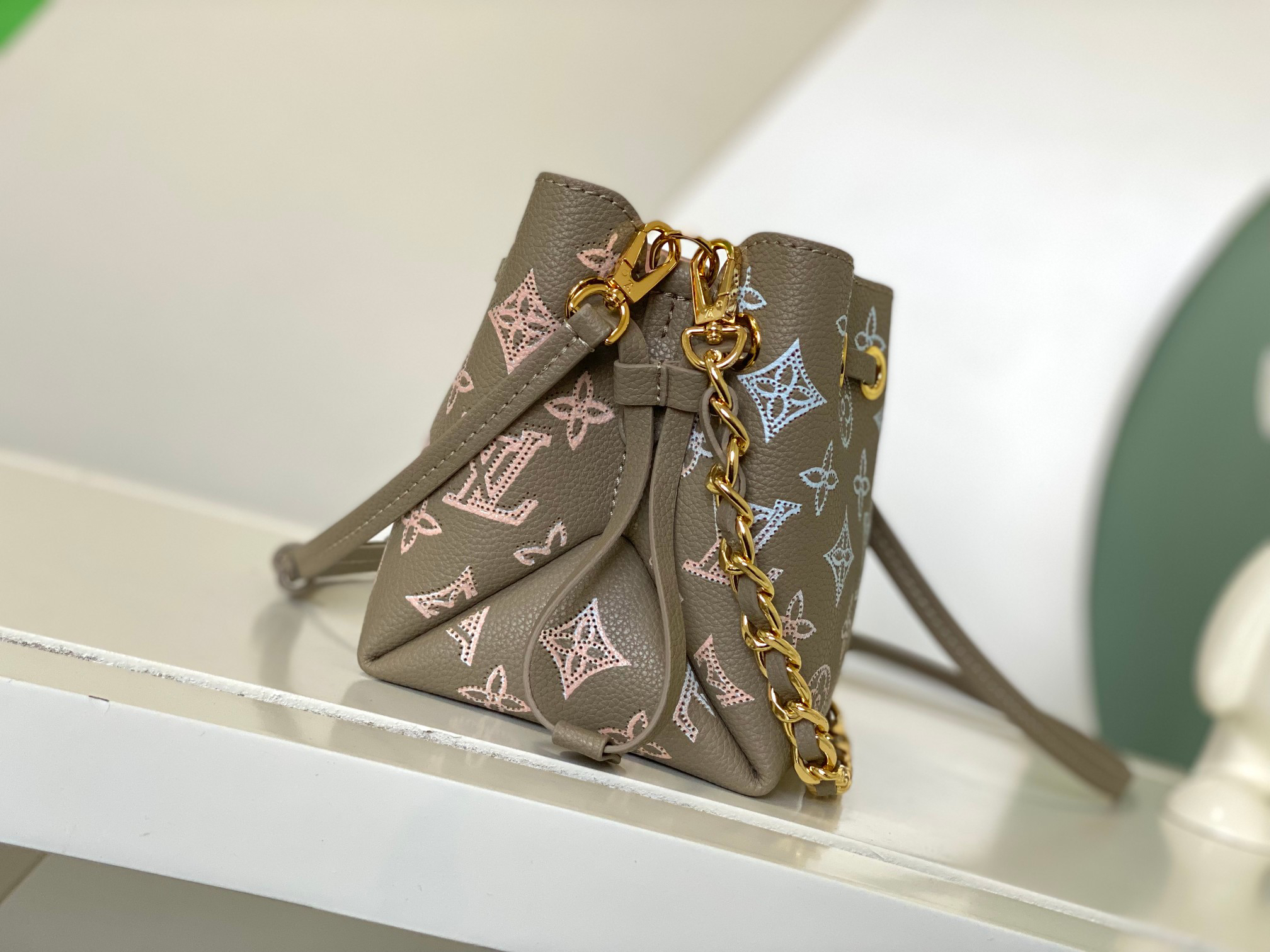 Pico Bella Bucket Crossbody Bag M82744 / 82731 in Black Gradient Laser-Cut Calfskin - Image 2