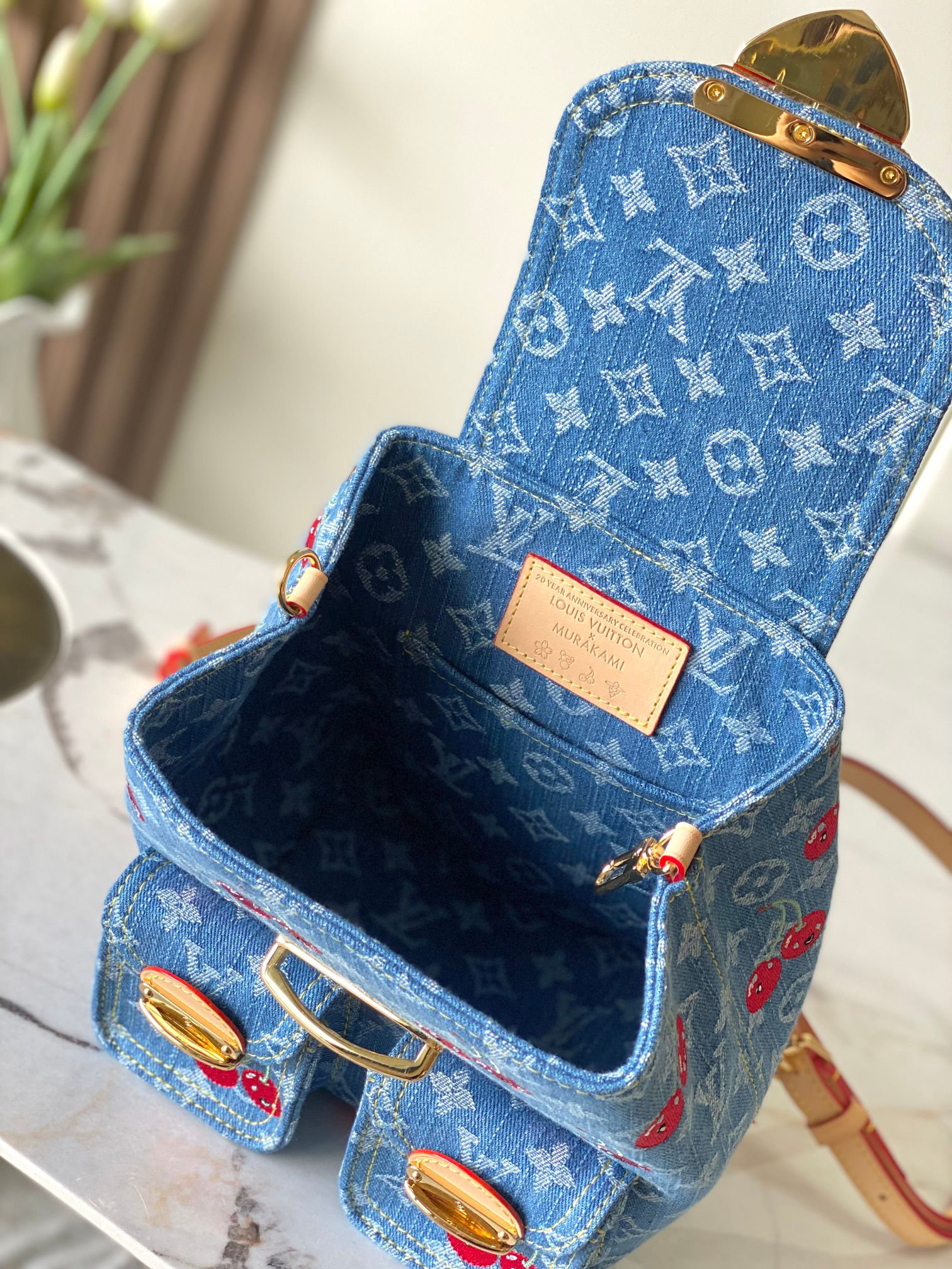 Louis Vuitton x Takashi Murakami Venice Shoulder Bag M13679 – Cherry Denim - Image 2