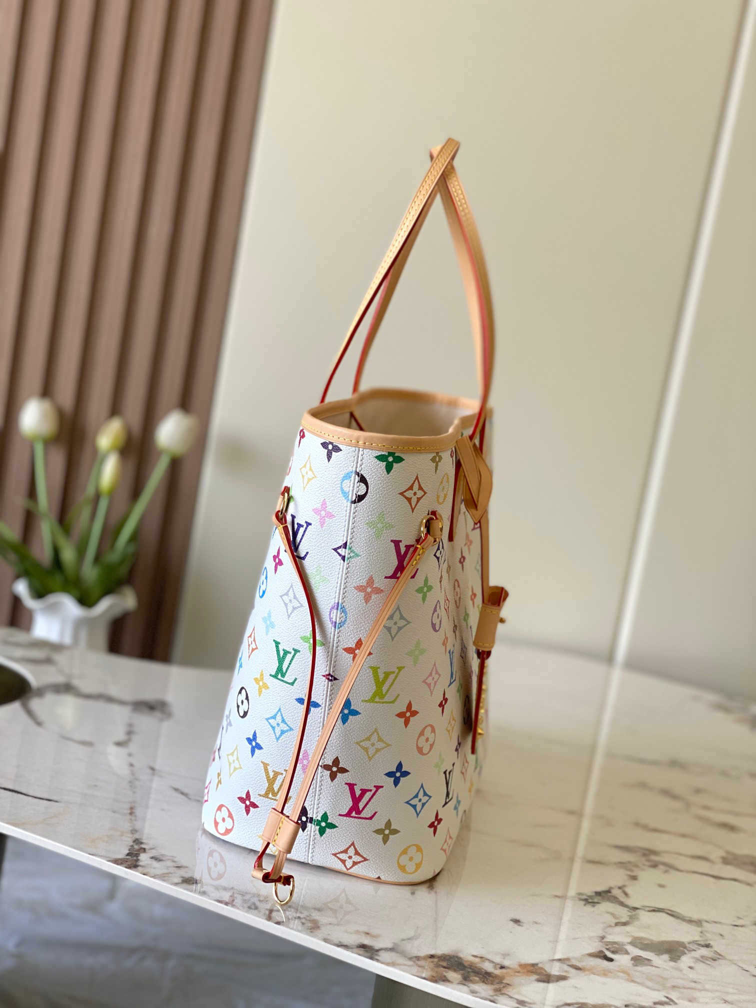 Louis Vuitton Neverfull MM Tote Bag, Louis Vuitton x Takashi Murakami Re-Edition - Image 2