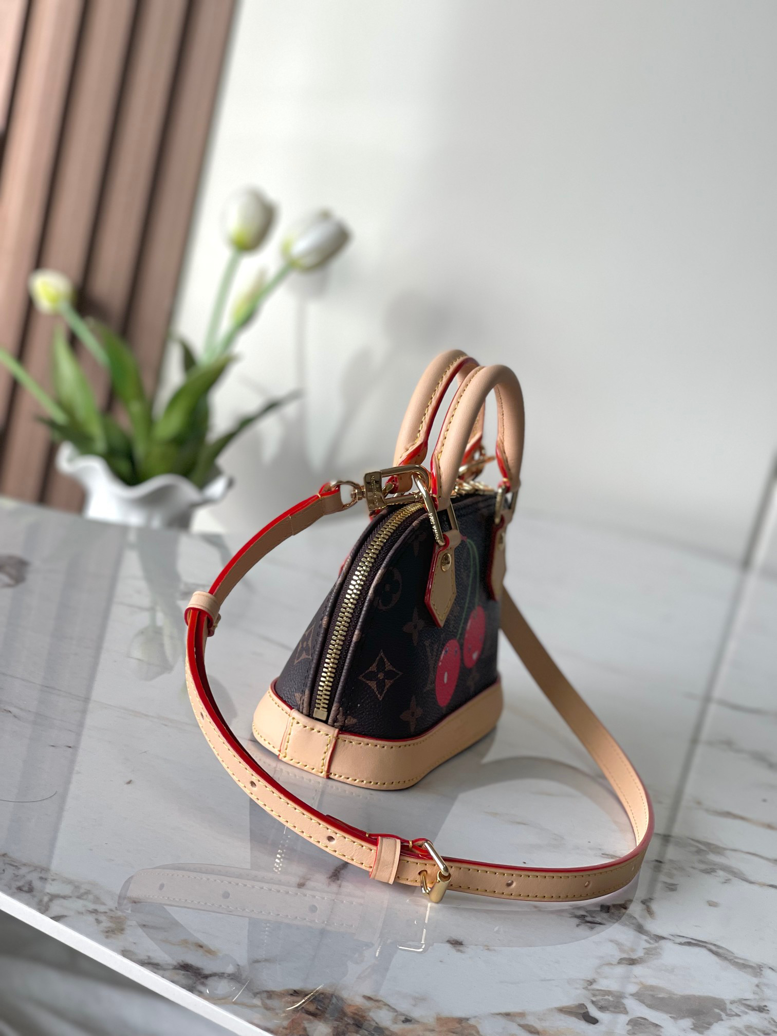 Louis Vuitton Nano Alma Cherry Monogram Handbag - Image 2
