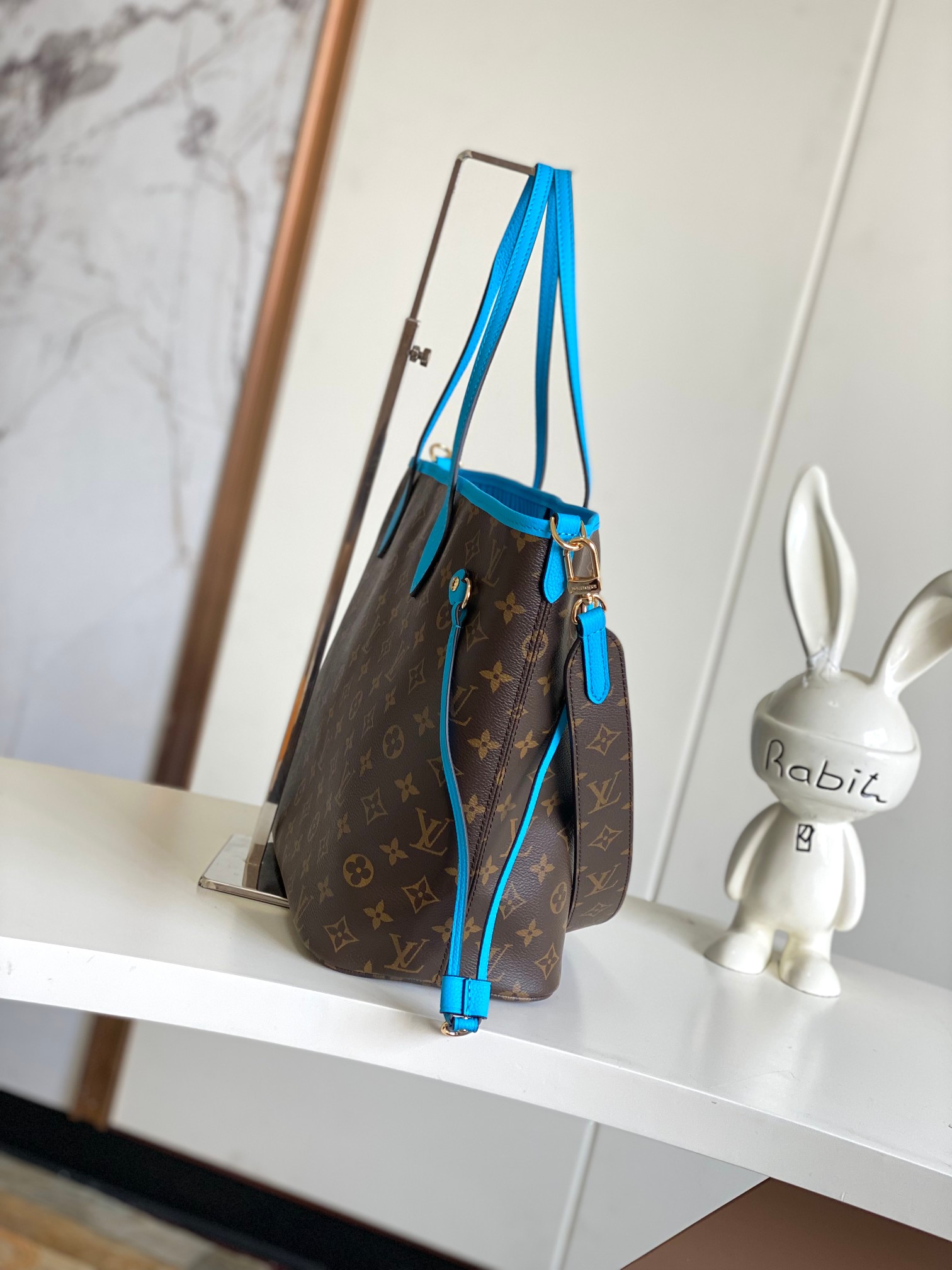 Louis Vuitton Neverfull MM Damier Azur Canvas Tote Bag - Image 2