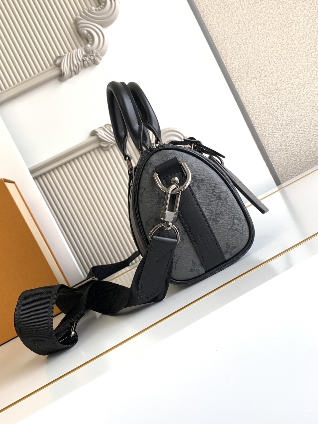 Louis Vuitton Keepall 25 Crossbody Bag in Monogram Eclipse Reverse Canvas - Image 2