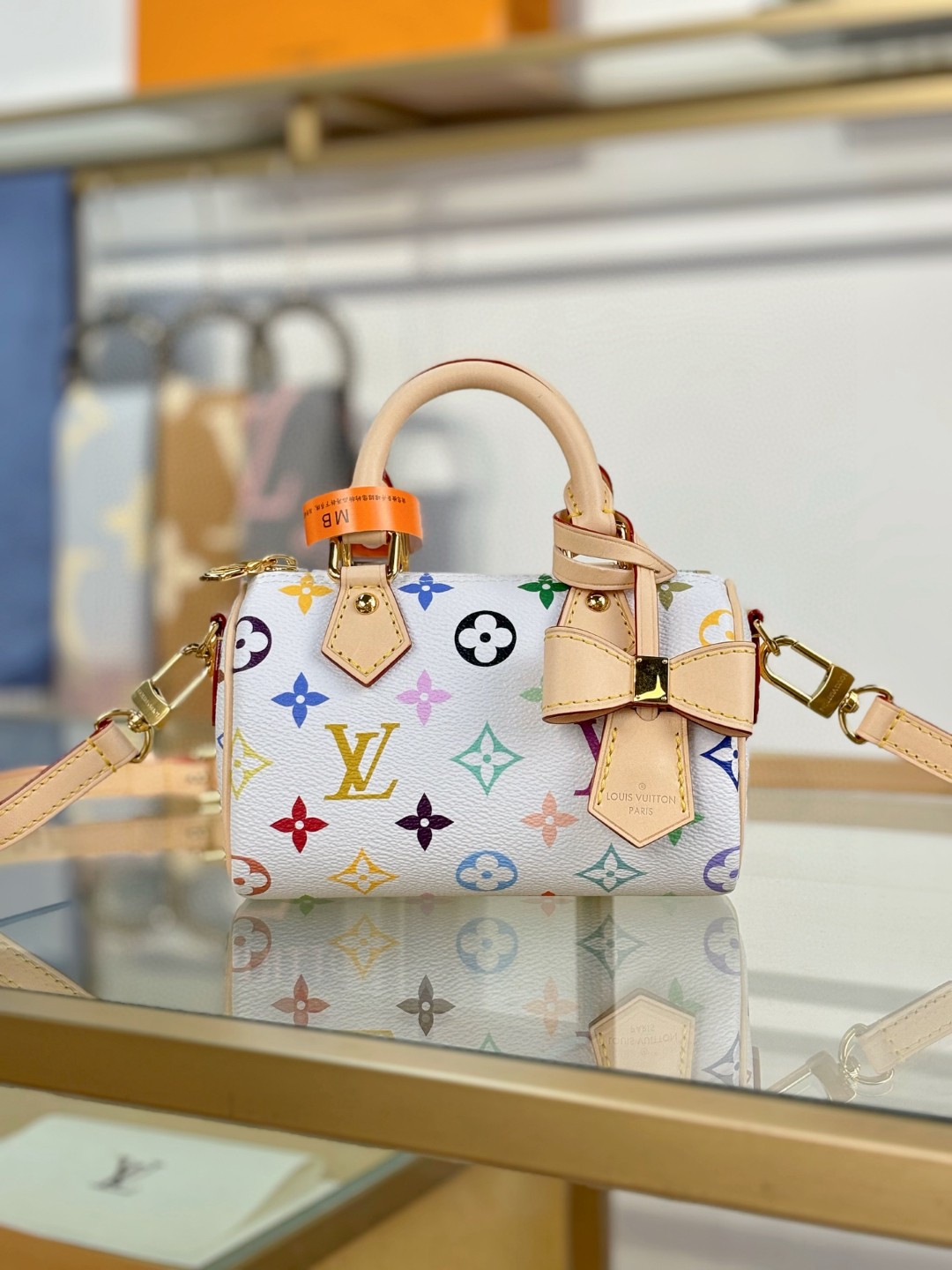 Nano Speedy Handbag, White Tricolor - Image 2