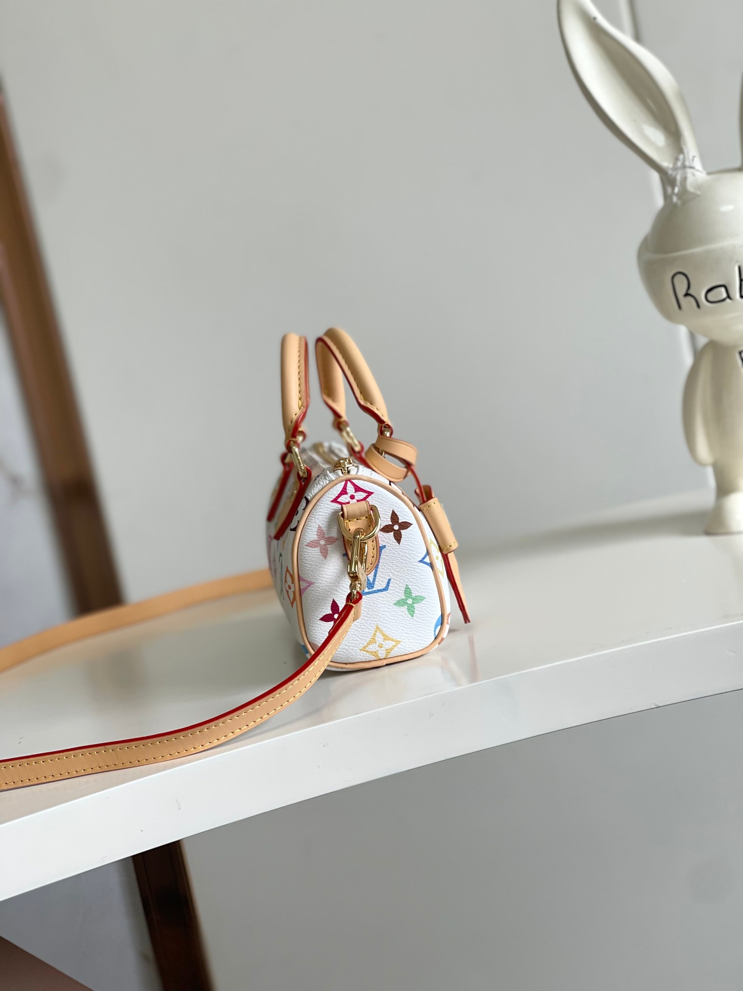 Louis Vuitton Nano Speedy Handbag in White Multicolor Monogram - Image 2