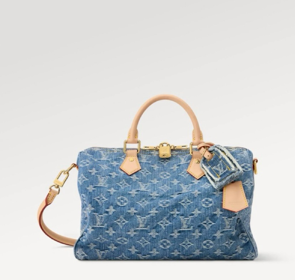 Louis Vuitton Speedy Soft 30 Denim Handbag - Image 2