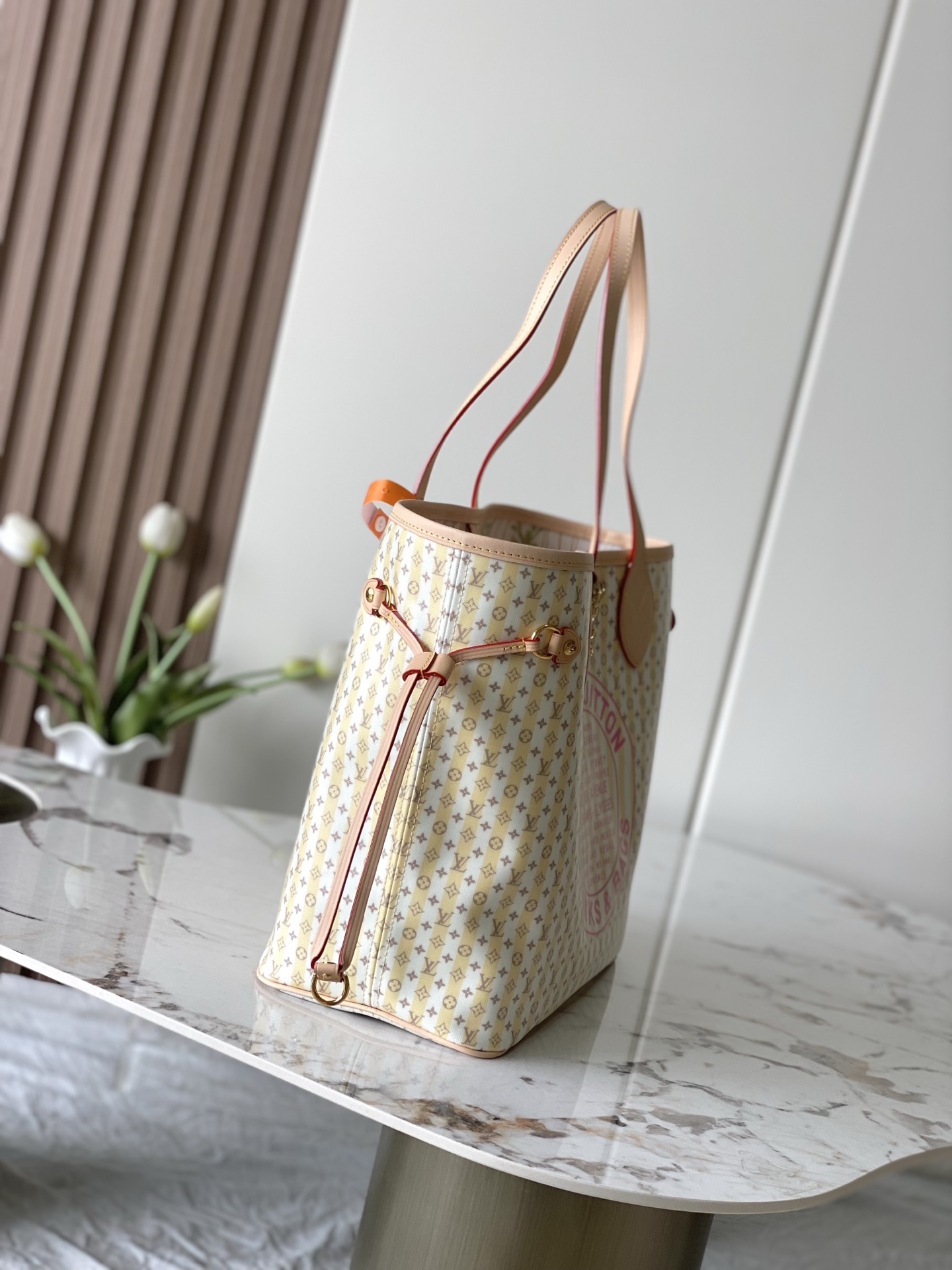 Neverfull Medium Tote Bag M28457 in Pale Yellow Monogram Canvas - Image 2