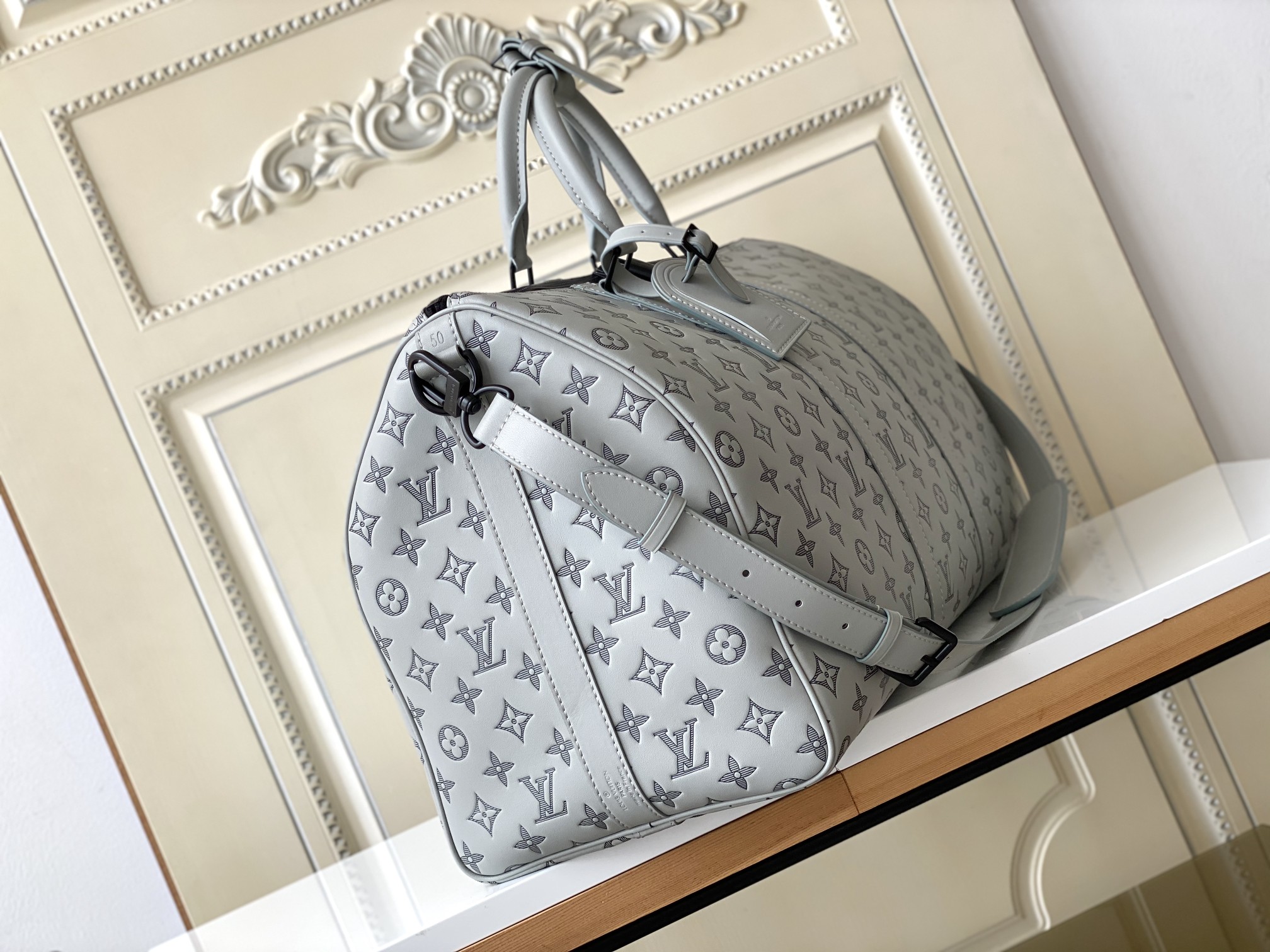 Louis Vuitton Keepall Travel Bag M46117 in Gray Monogram Shadow Leather - Image 2