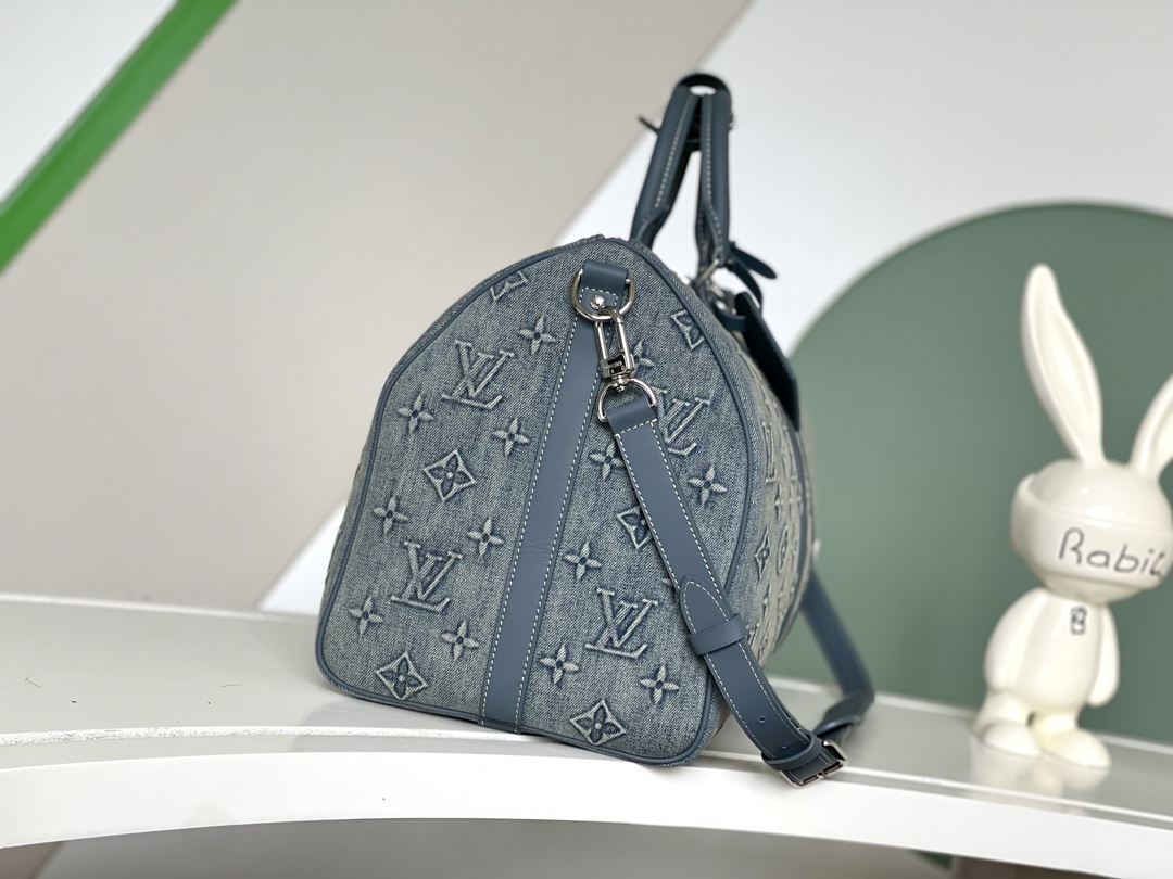 Louis Vuitton Keepall Bandoulière 50 Denim Travel Bag - Image 2