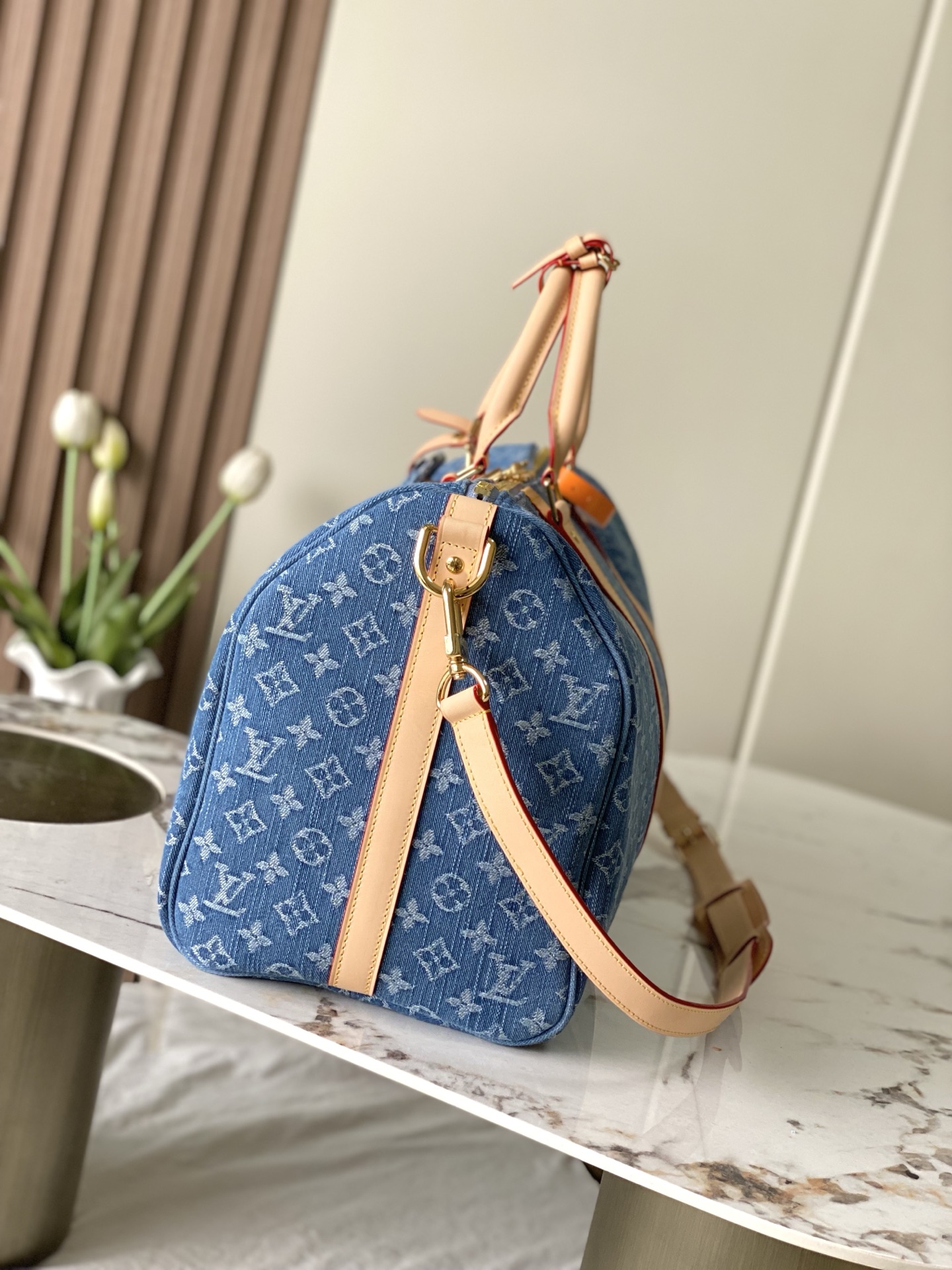 Louis Vuitton Keepall Bandoulière 45 Denim Travel Bag - Image 2