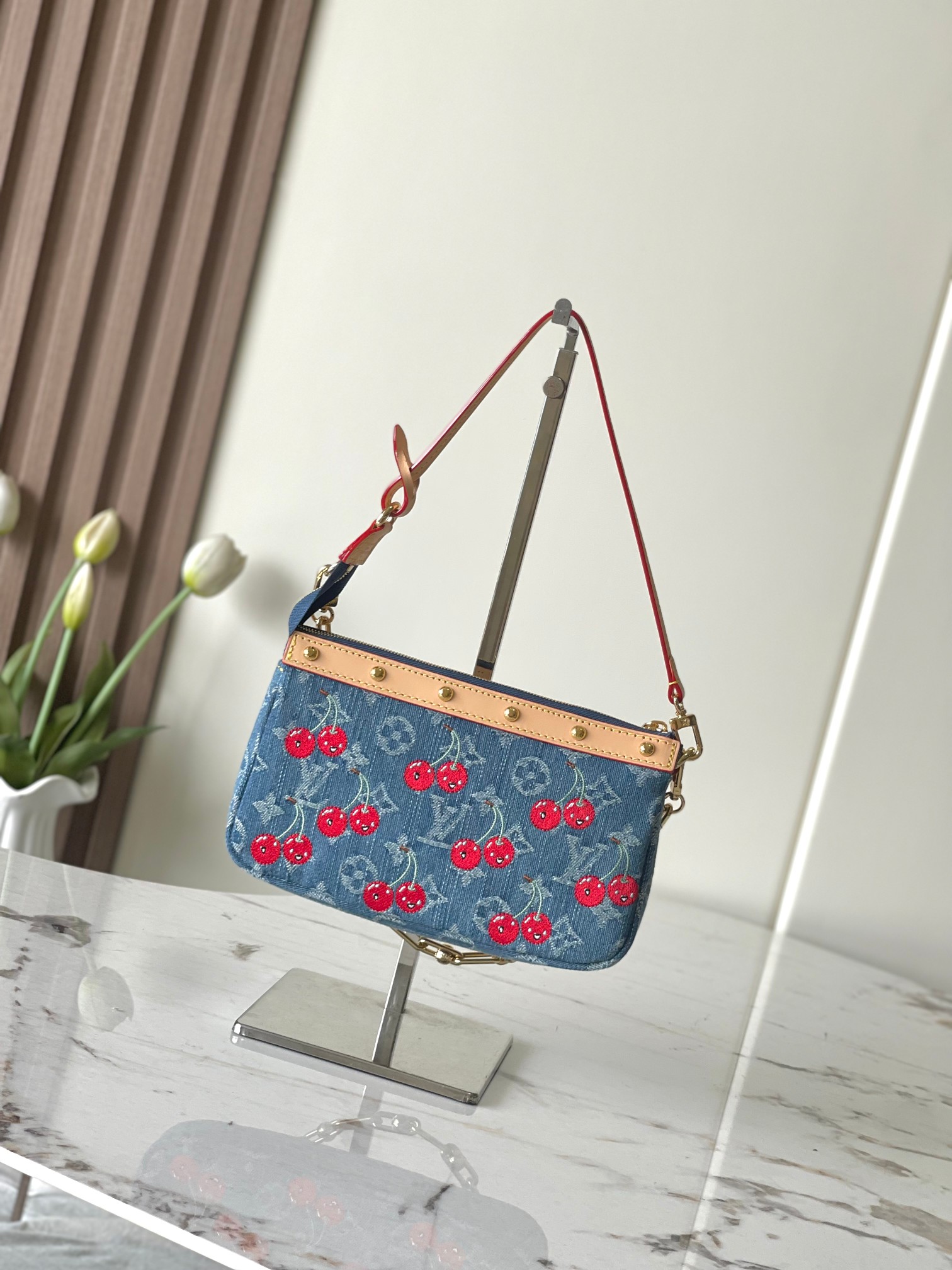 Louis Vuitton x Takashi Murakami Pochette Accessoires Monogram Denim Shoulder Bag - Image 2