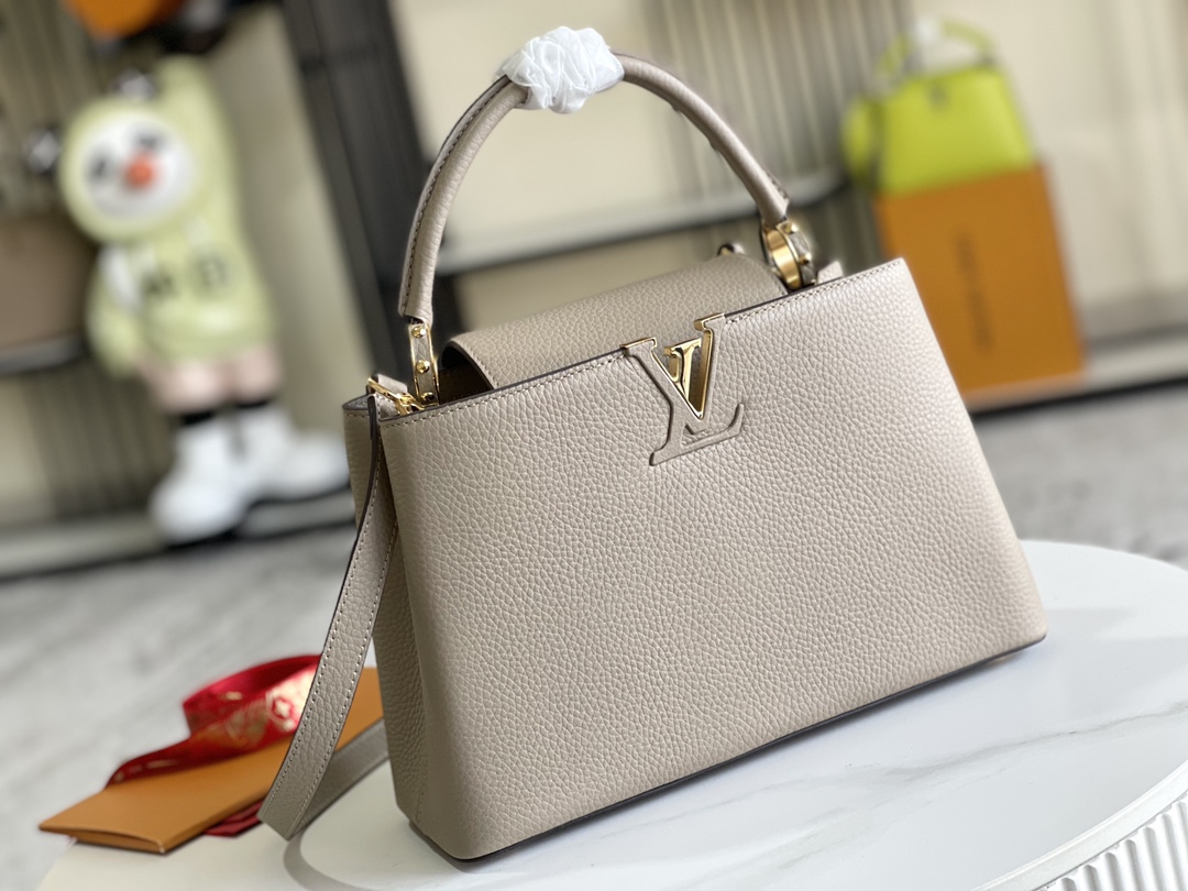 Louis Vuitton Capucines Handbag M94428, Elephant Gray, Medium Gold-Tone Hardware - Image 2