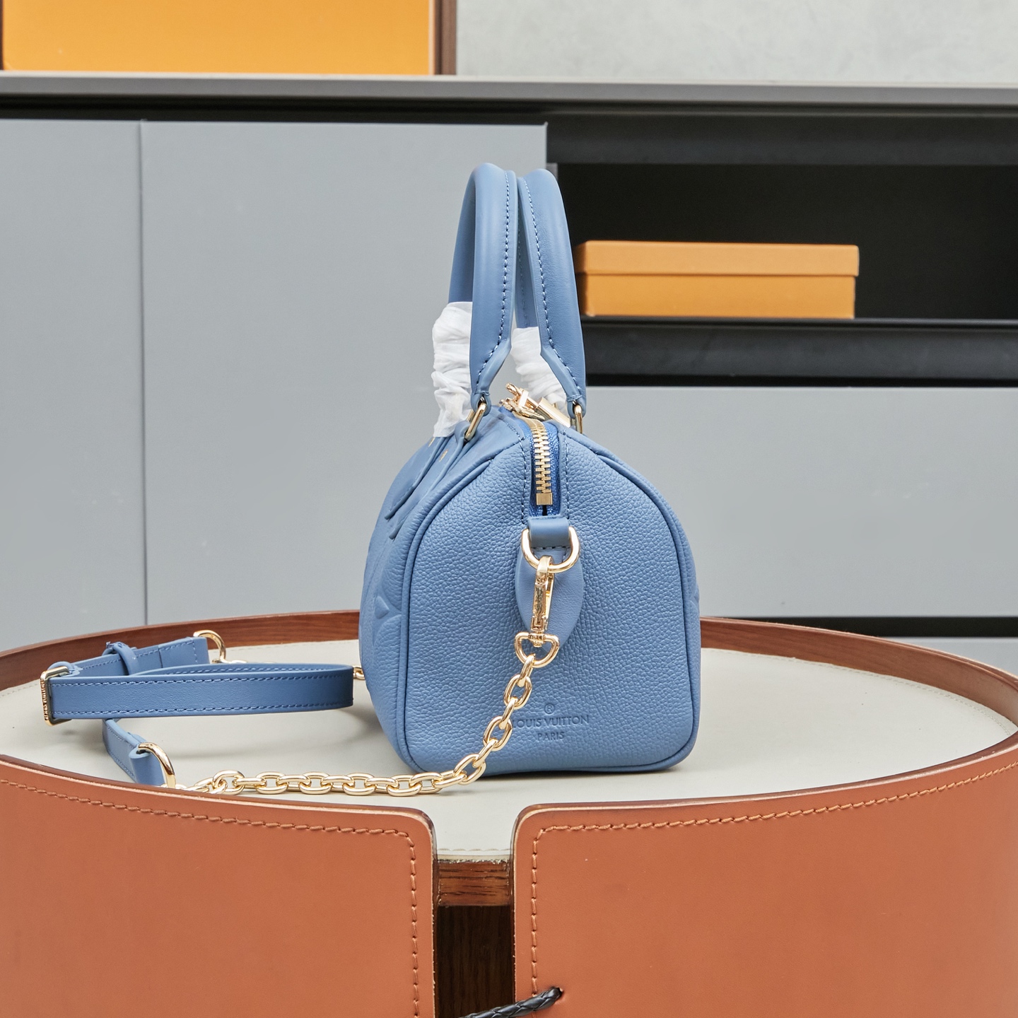 Louis Vuitton Speedy Bandoulière 20 Handbag in Blue Monogram Empreinte Leather - Image 2