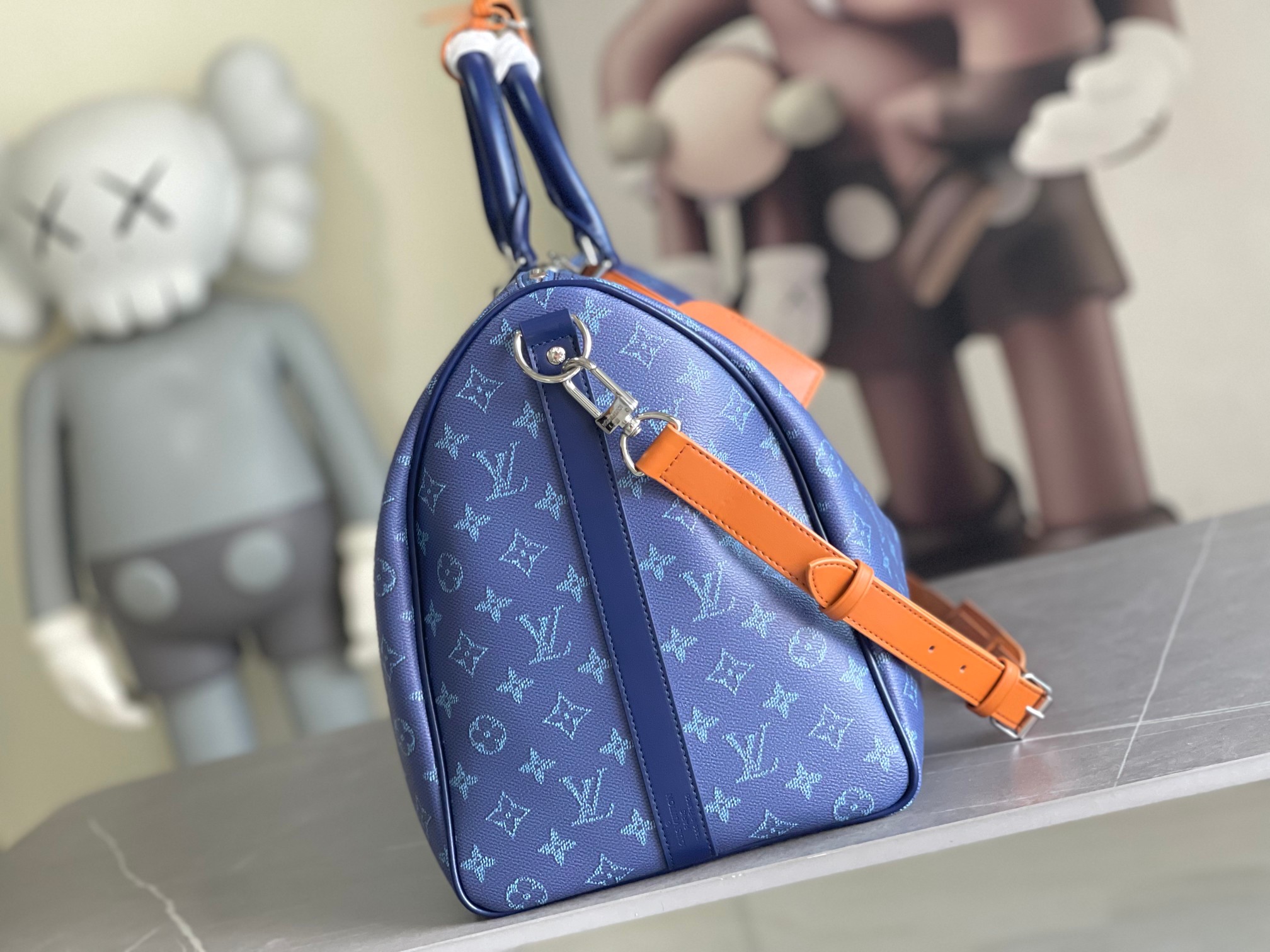 Louis Vuitton Heritage Keepall 50 Travel Bag, Blue - Image 2