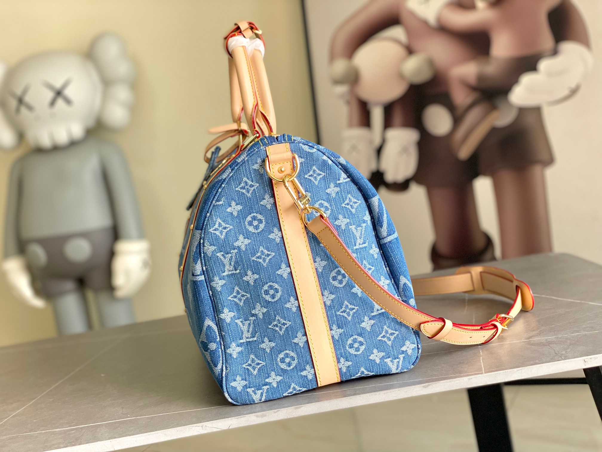 Louis Vuitton Keepall 50 Travel Bag in Denim Monogram Canvas - Image 2