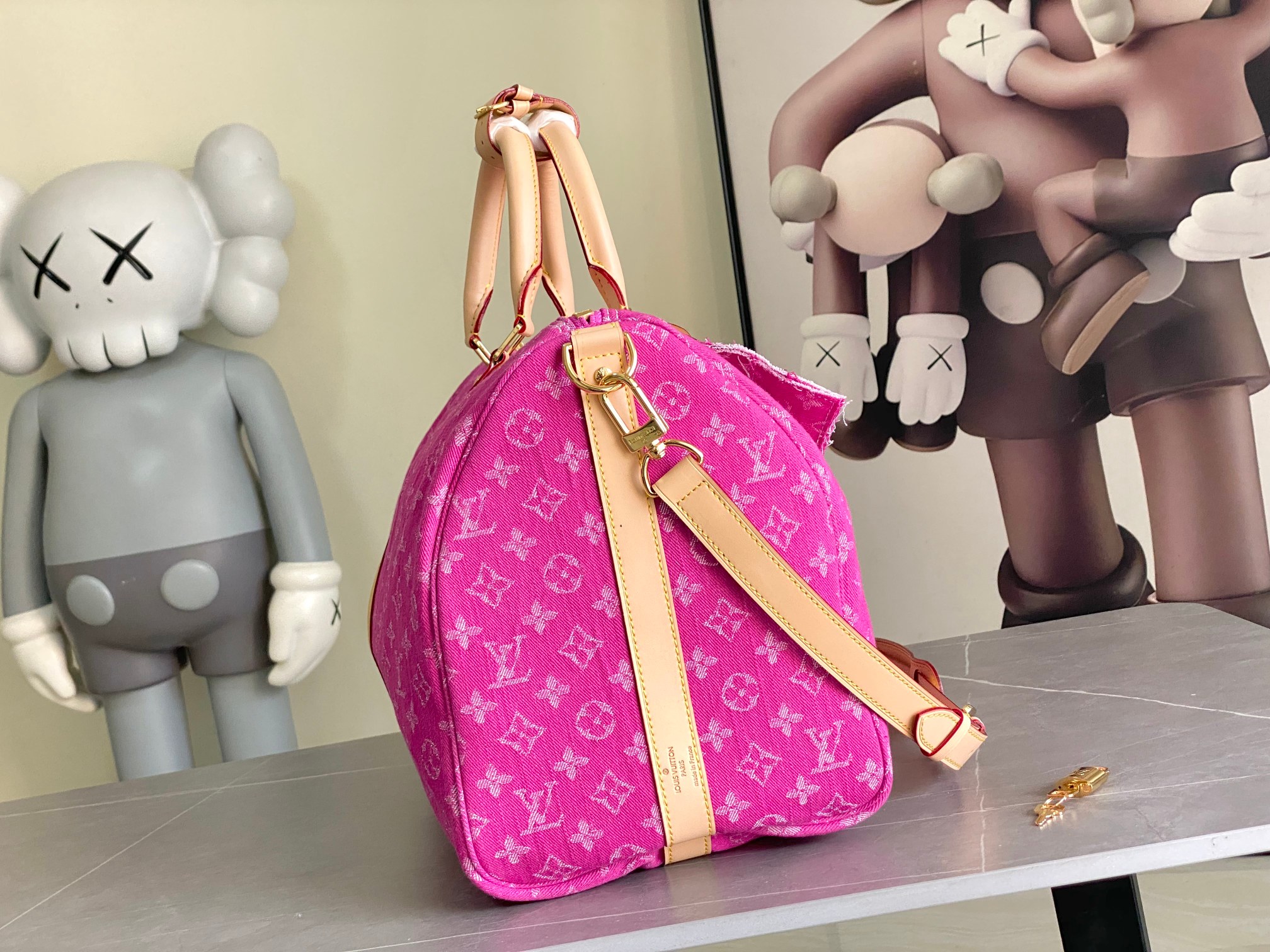 Louis Vuitton Keepall Bandoulière 45 Travel Bag in Light Blue Denim - Image 2