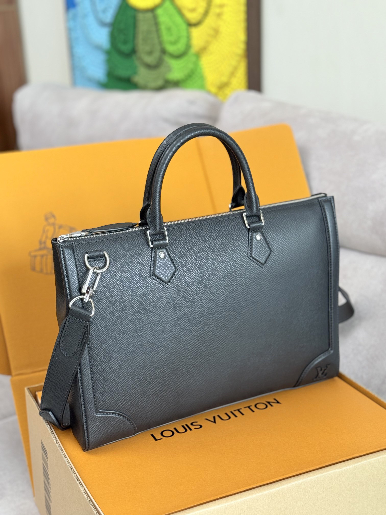Louis Vuitton Slim Briefcase in Taiga Leather, Model M30810 - Image 2