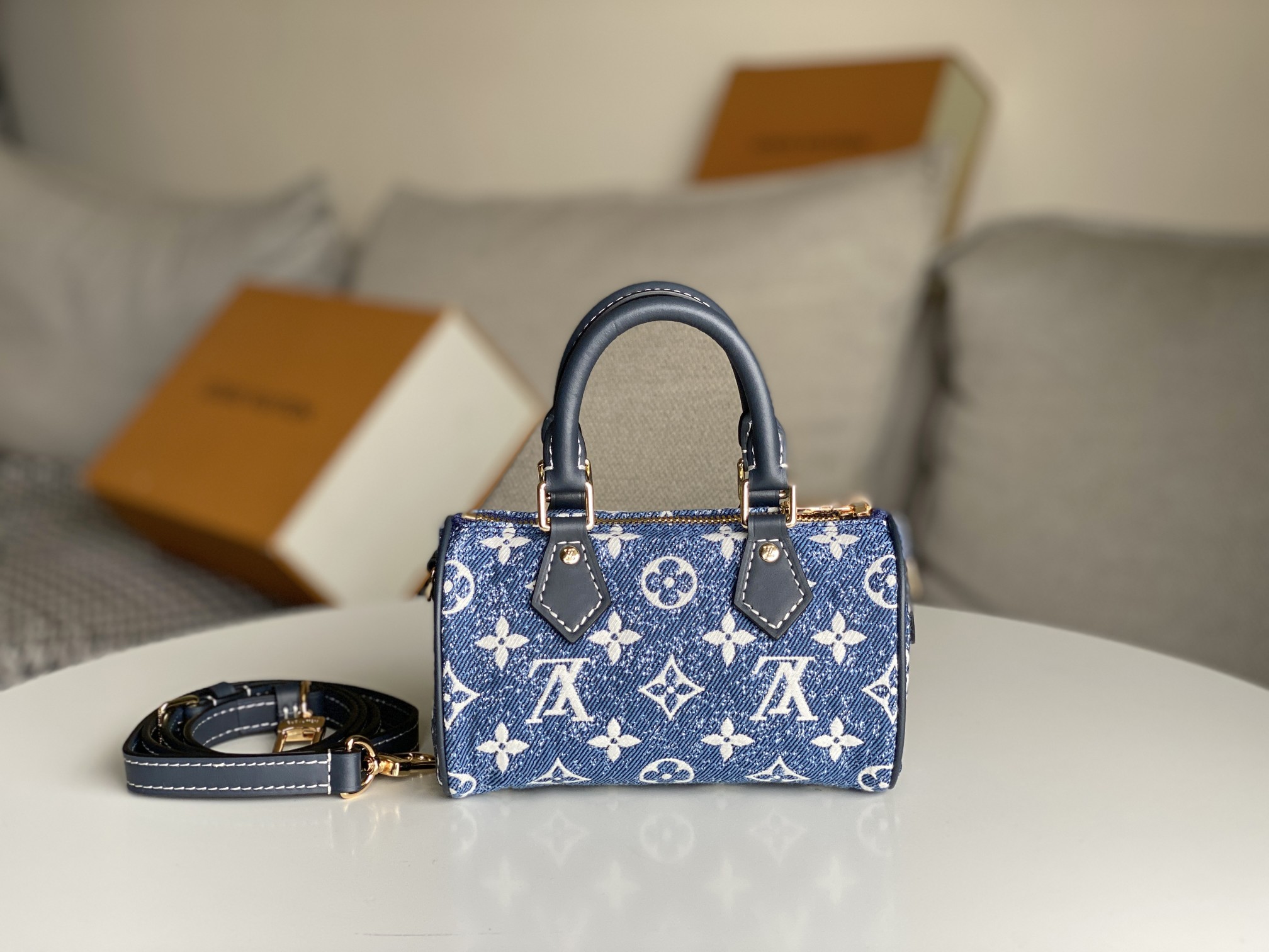 Louis Vuitton Nano Speedy Handbag M81168 - Blue Denim - Image 2