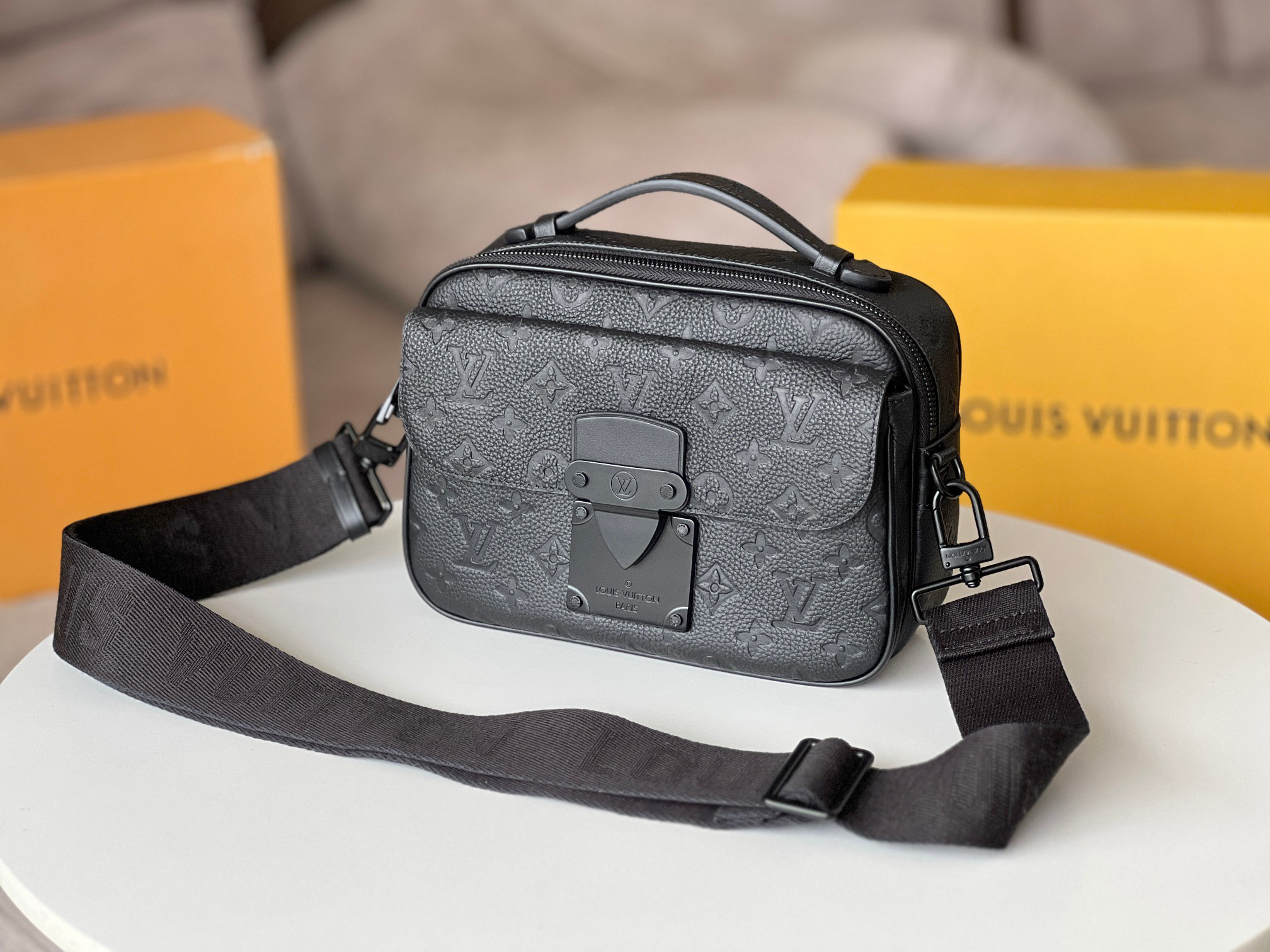 Louis Vuitton S Lock Postal Crossbody Bag in Black Taurillon Leather - Image 2