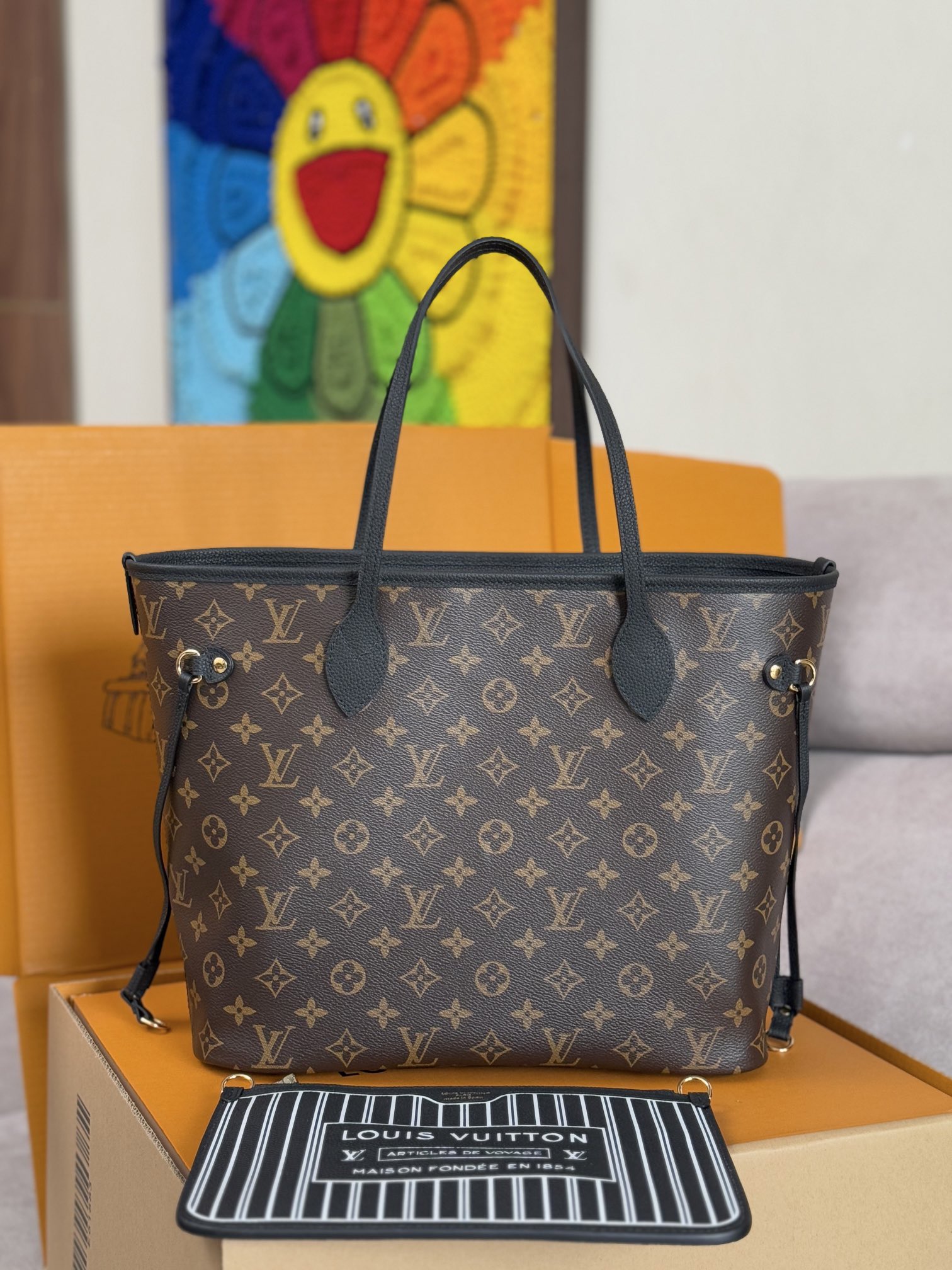 Louis Vuitton Neverfull MM Damier Azur Canvas Tote Bag - Image 2