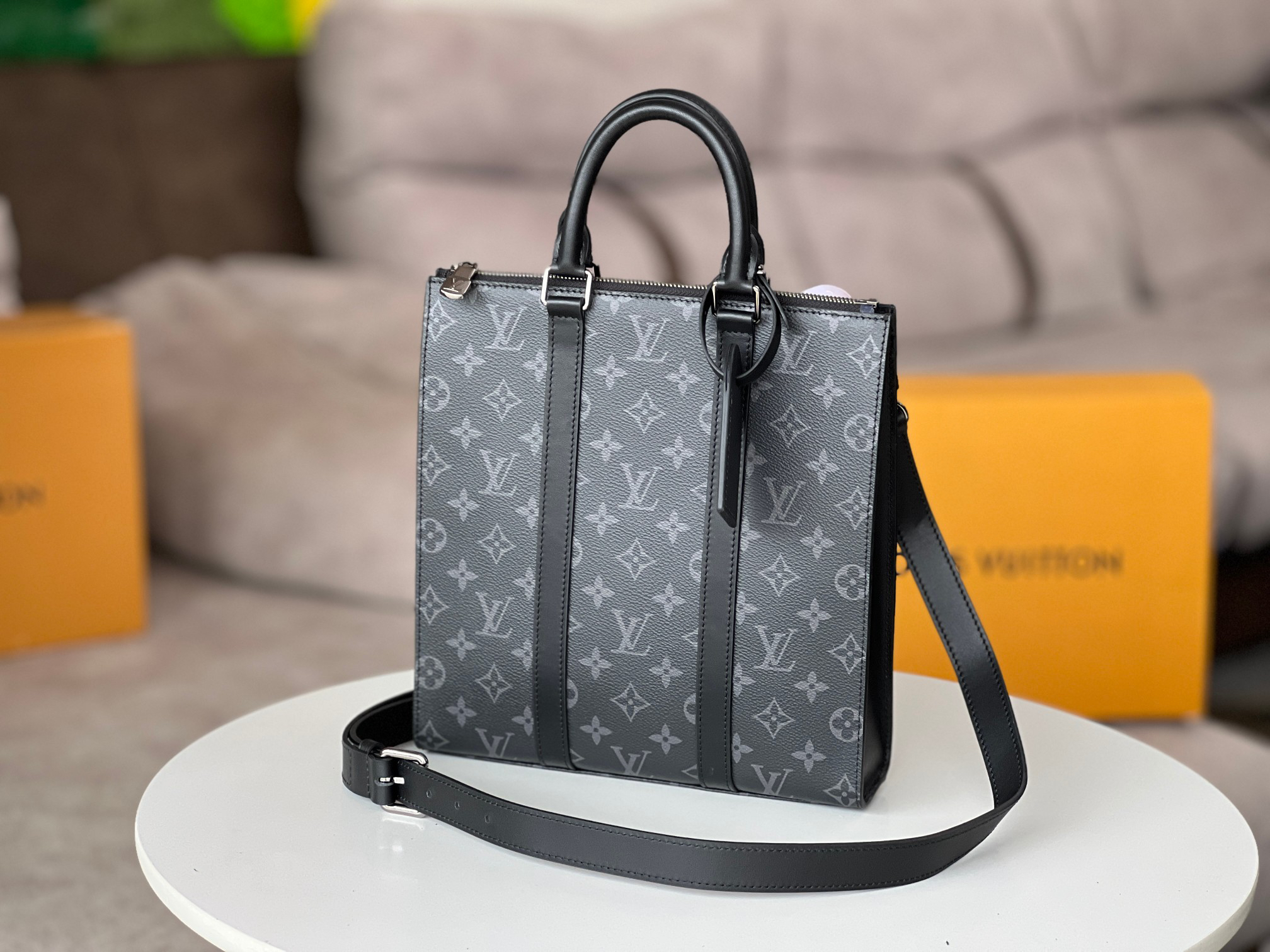 Louis Vuitton Sac Plat Crossbody Bag M46098 in Black Monogram Eclipse Canvas - Image 2