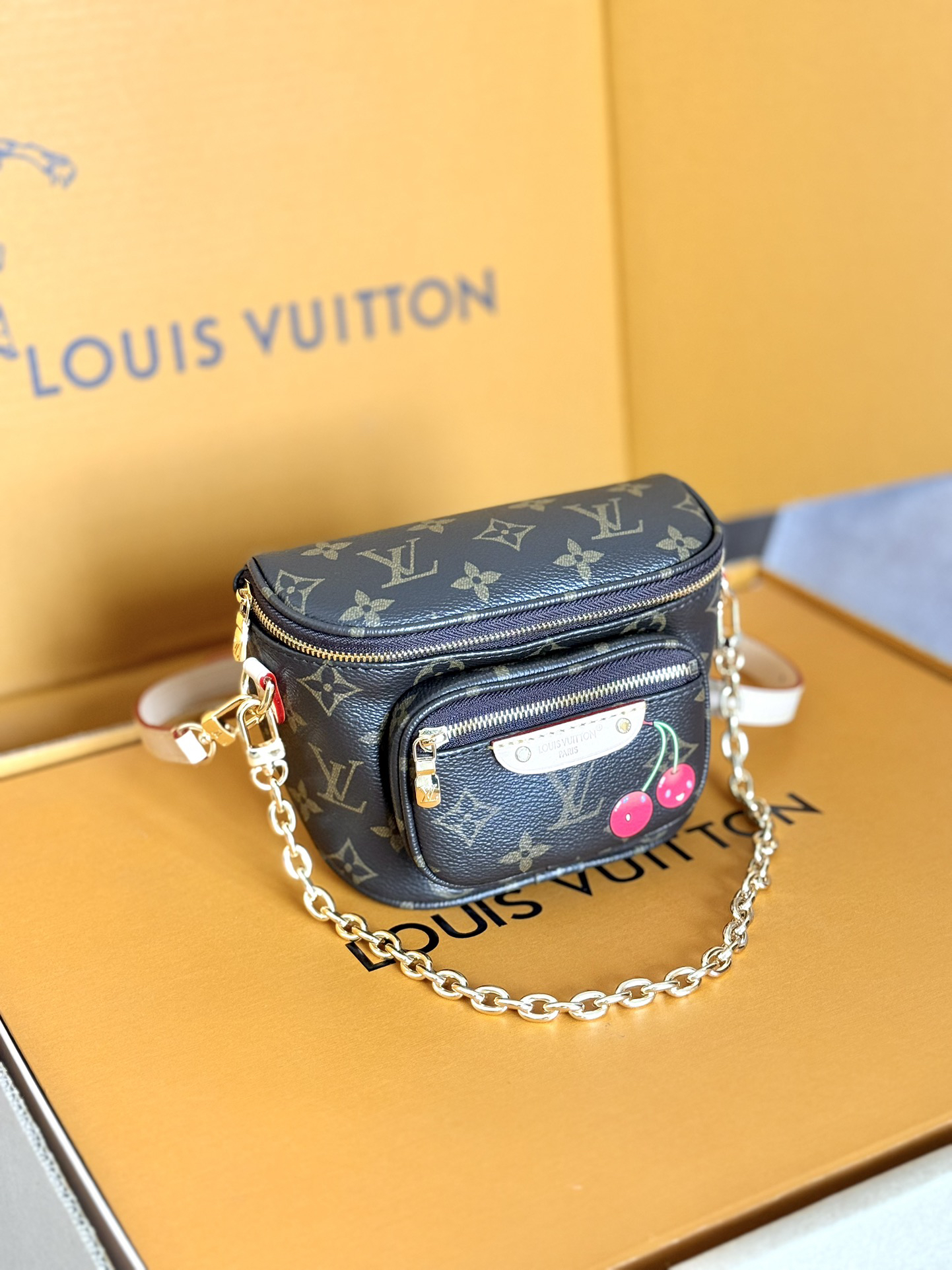 Louis Vuitton x Takashi Murakami Mini Bumbag in Cherry Monogram Canvas - Image 2