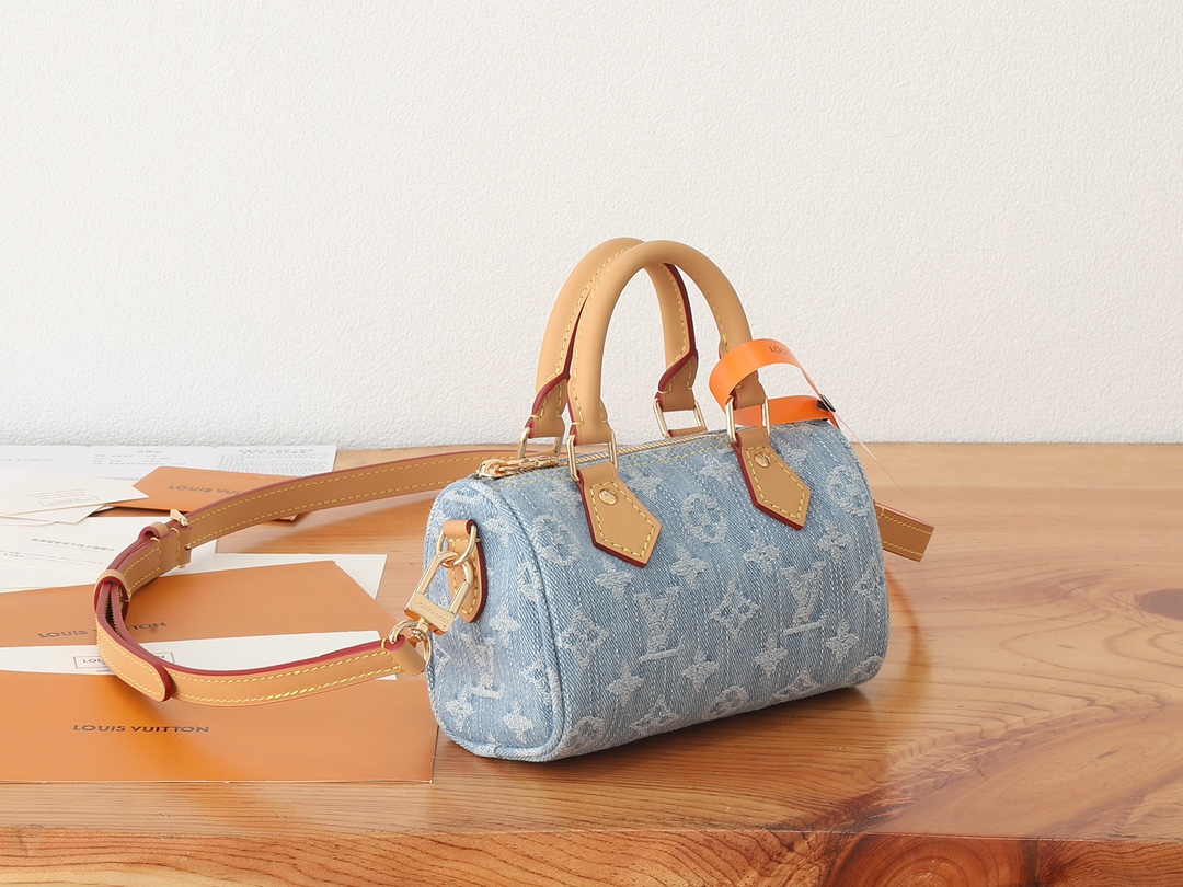 Louis Vuitton Nano Speedy Monogram Denim Handbag - Image 2