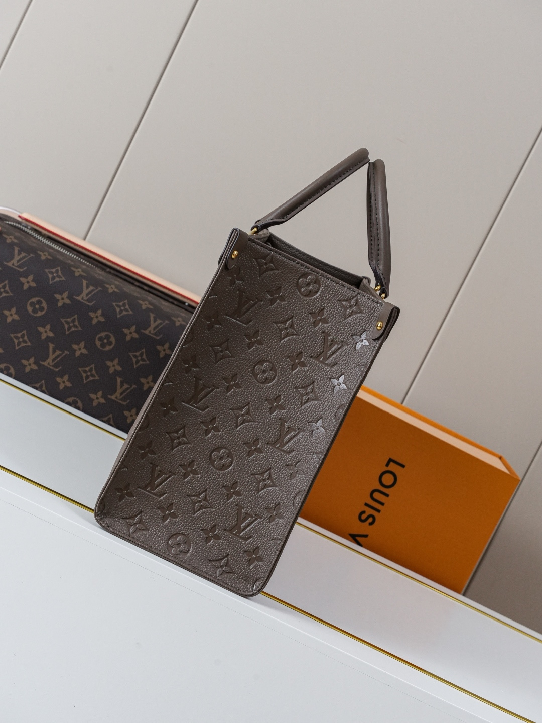 Louis Vuitton Onthego MM Tote Bag in Brown Monogram Empreinte Leather - Image 2