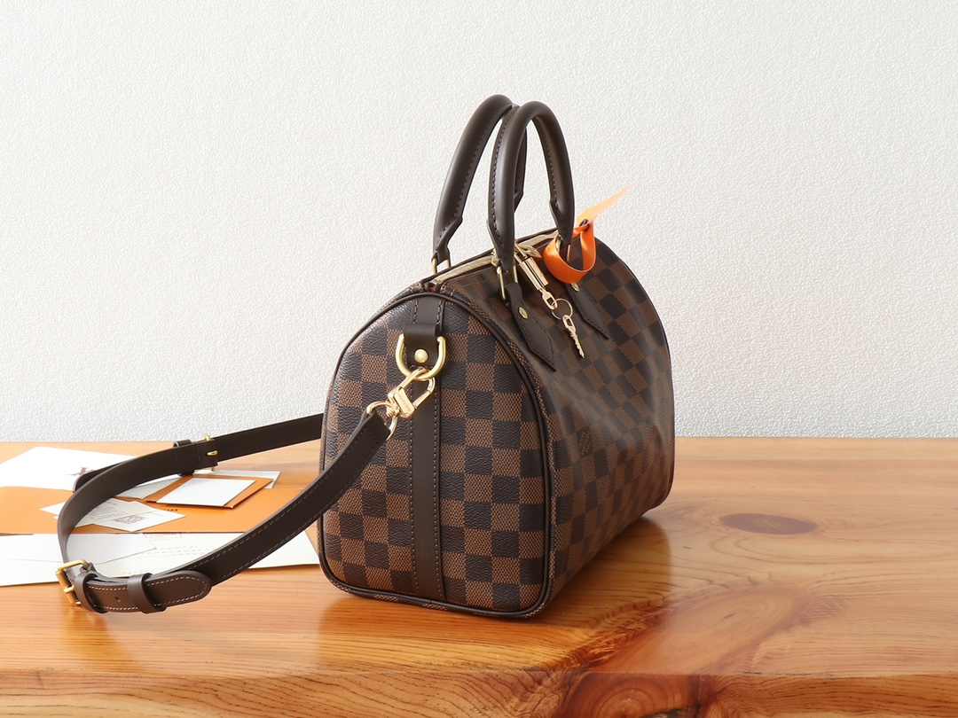 Louis Vuitton Speedy Bandoulière 25 Handbag in Damier Ebene Canvas - Image 2