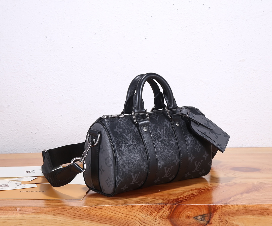 Louis Vuitton Keepall 25 Handbag in Monogram Eclipse Reverse Canvas - Image 2