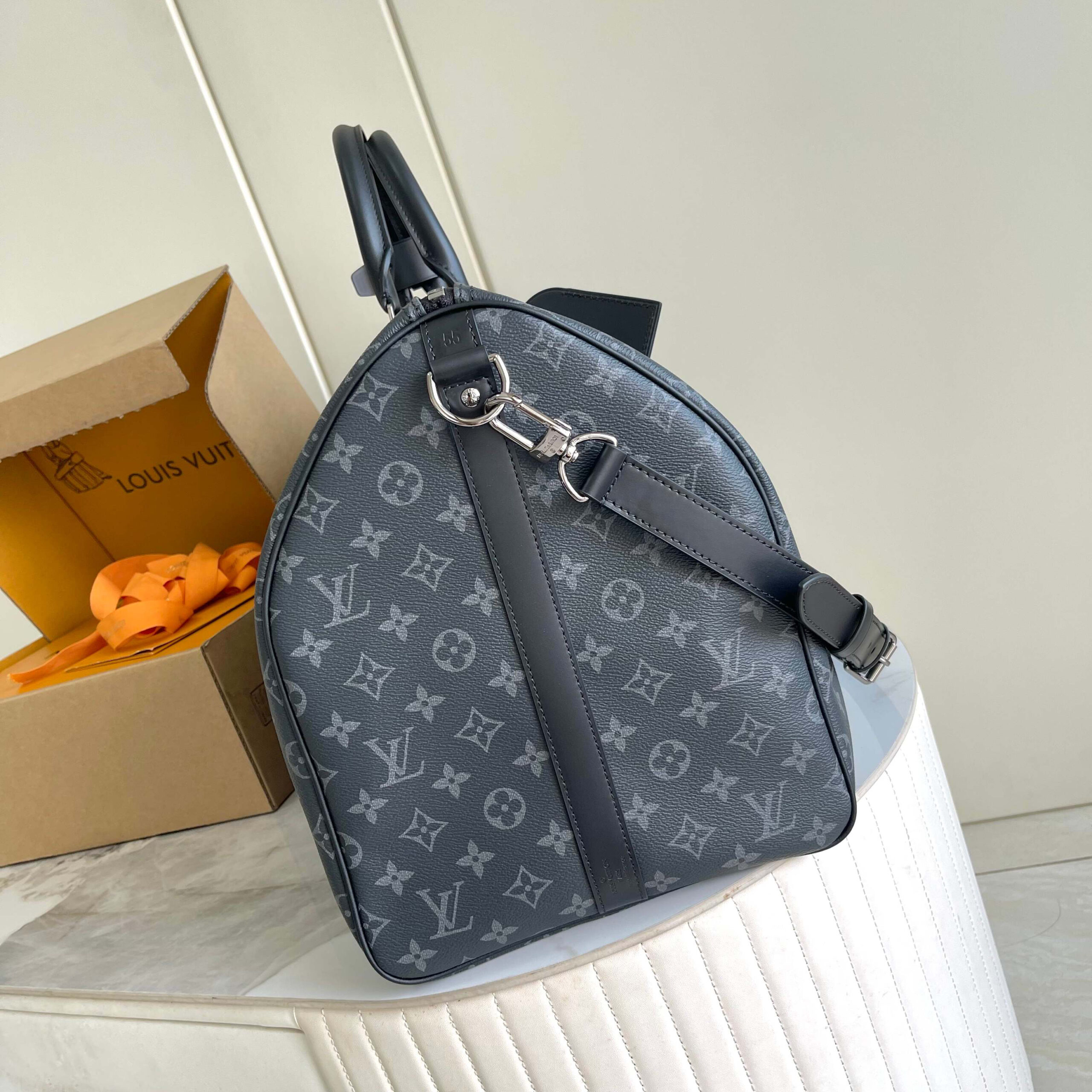 Louis Vuitton Keepall Bandouliere 55 Monogram Eclipse Travel Bag - Image 2