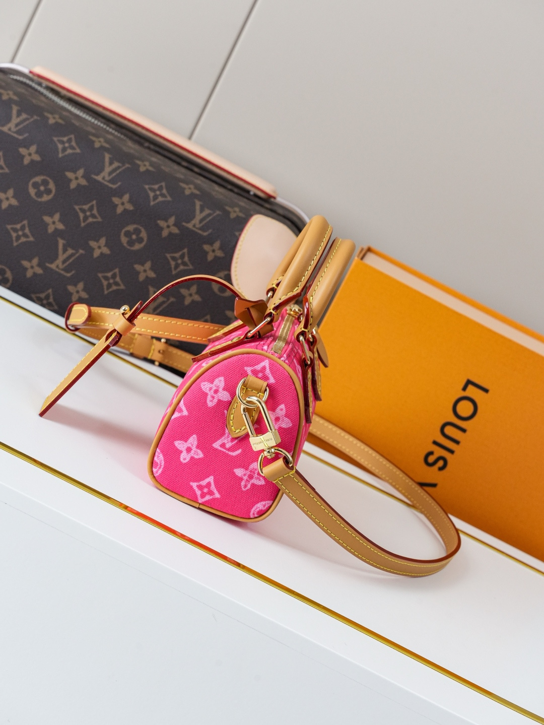 Louis Vuitton Nano Speedy Handbag in Red Monogram Canvas - Image 2