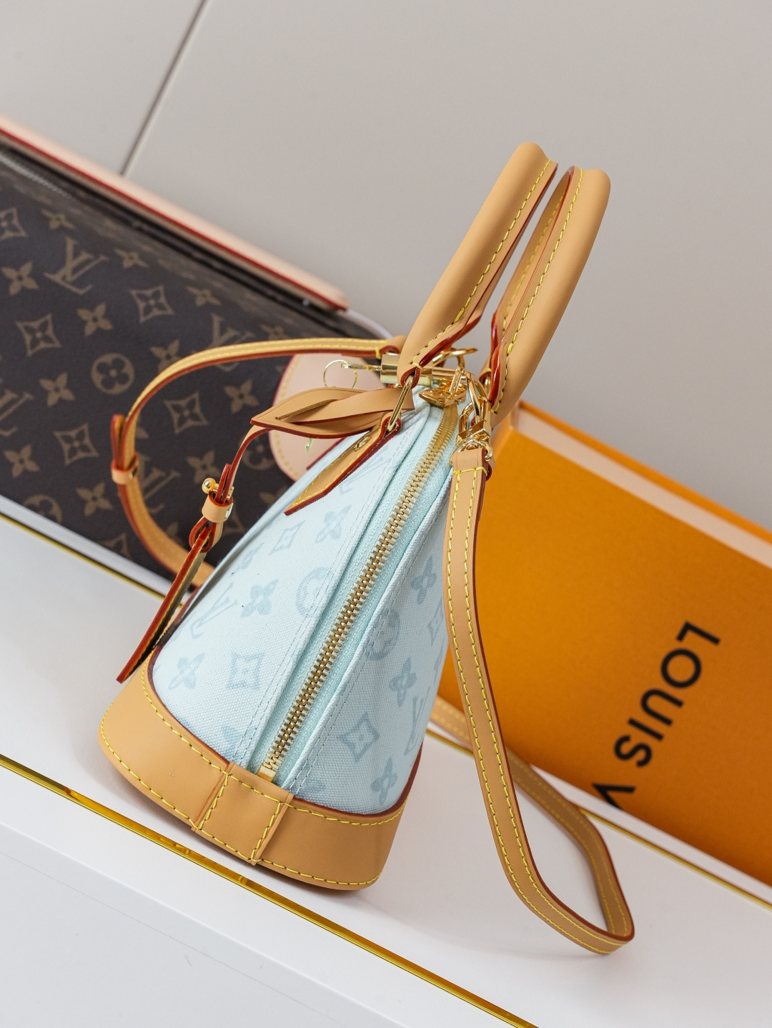 Louis Vuitton Alma BB Light Blue Monogram Handbag - Image 2