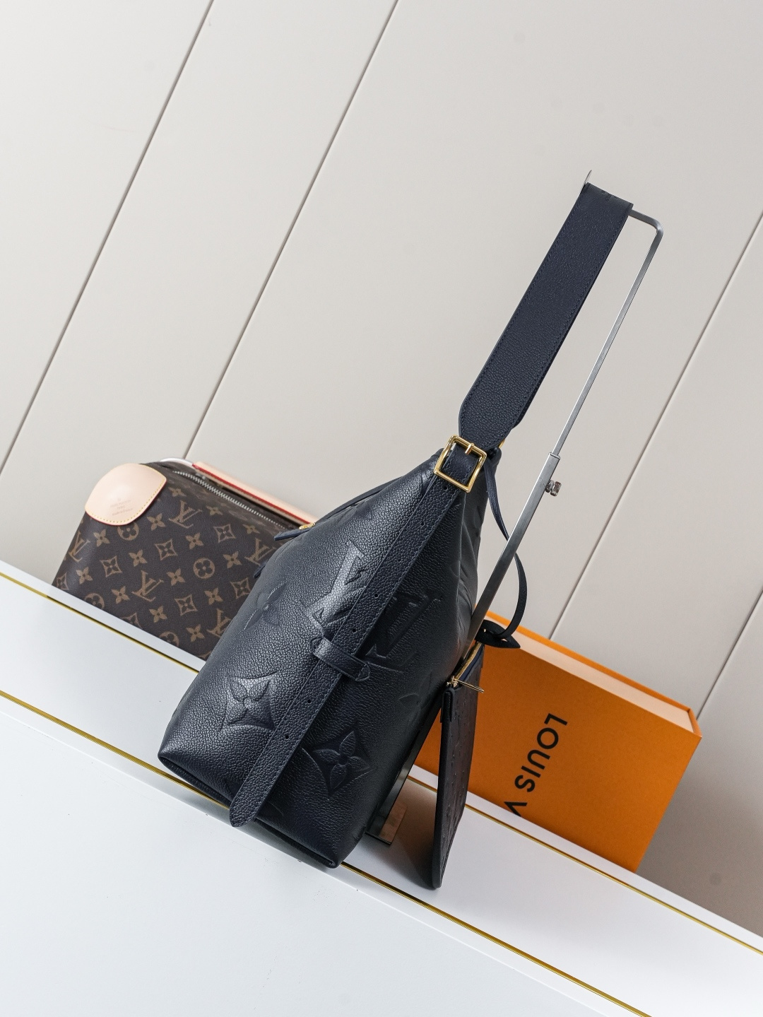 Louis Vuitton CarryAll Medium Handbag in Navy Monogram Empreinte Leather - Image 2
